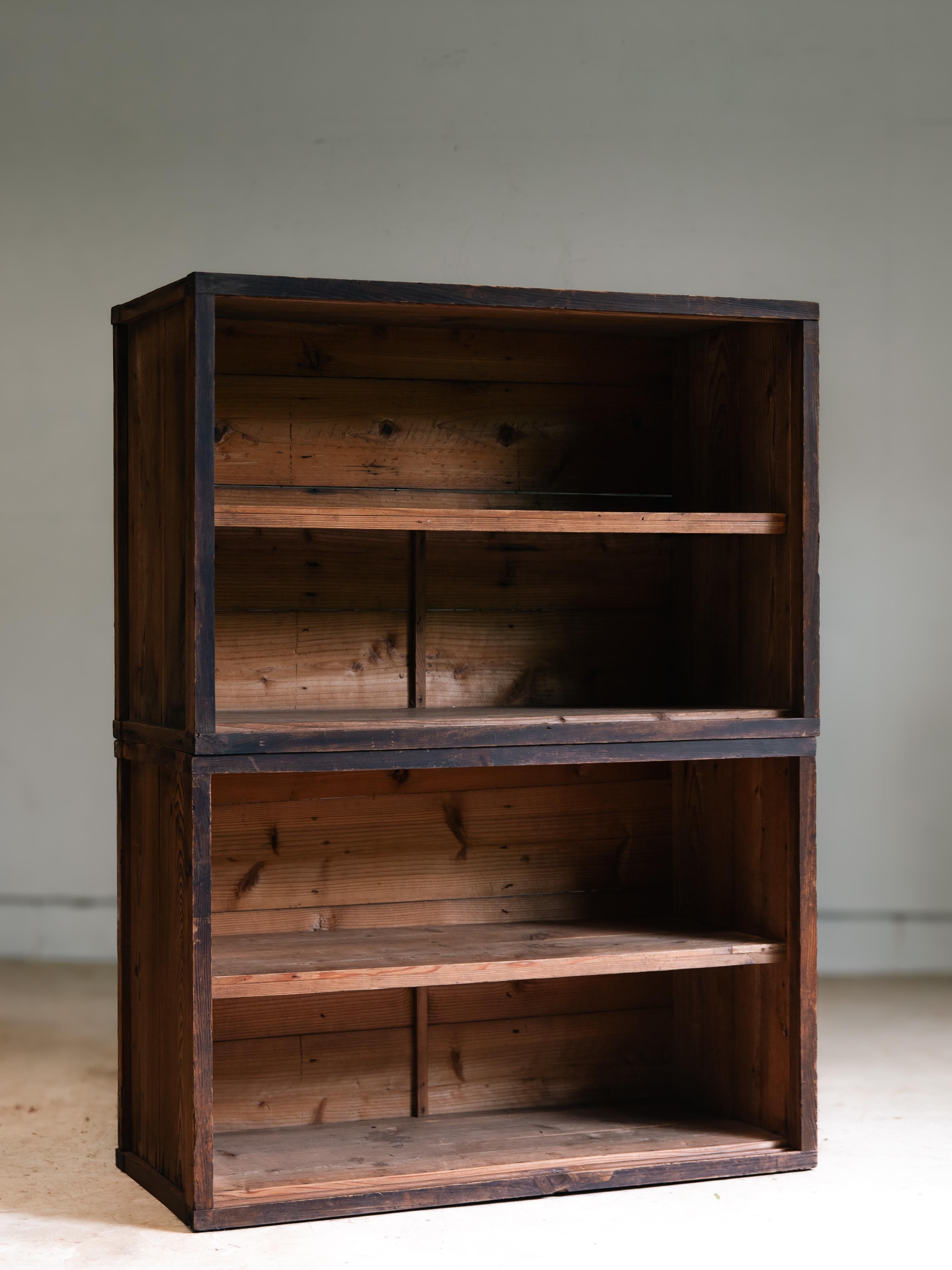 Joinery 1900s-30s Japanese antique 2 tier mid Mizuya tansu chest. wabi sabi primitive For Sale