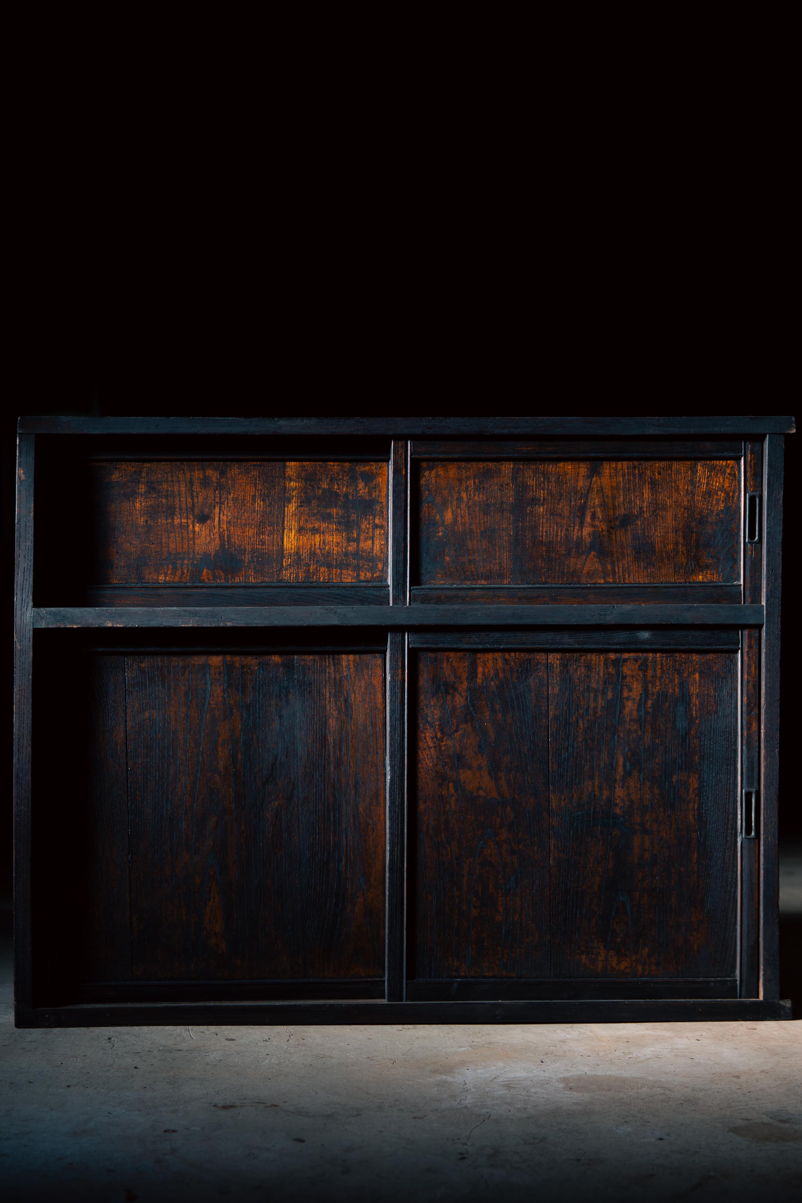 1900s-30s japonés antiguo mediados de Mizuya tansu cocina pecho. wabi sab Lacado