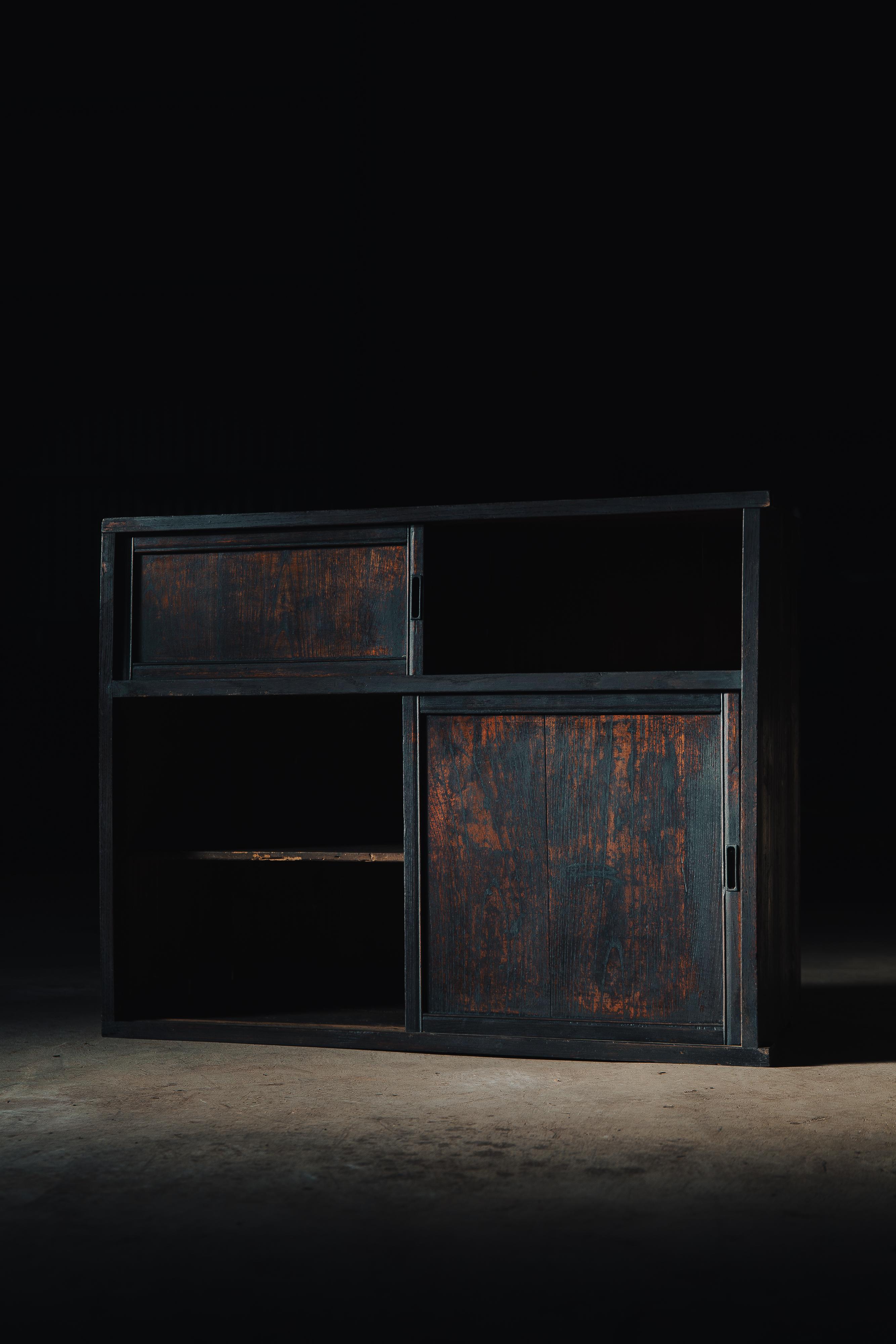 1900s-30s japonés antiguo mediados de Mizuya tansu cocina pecho. wabi sab Madera