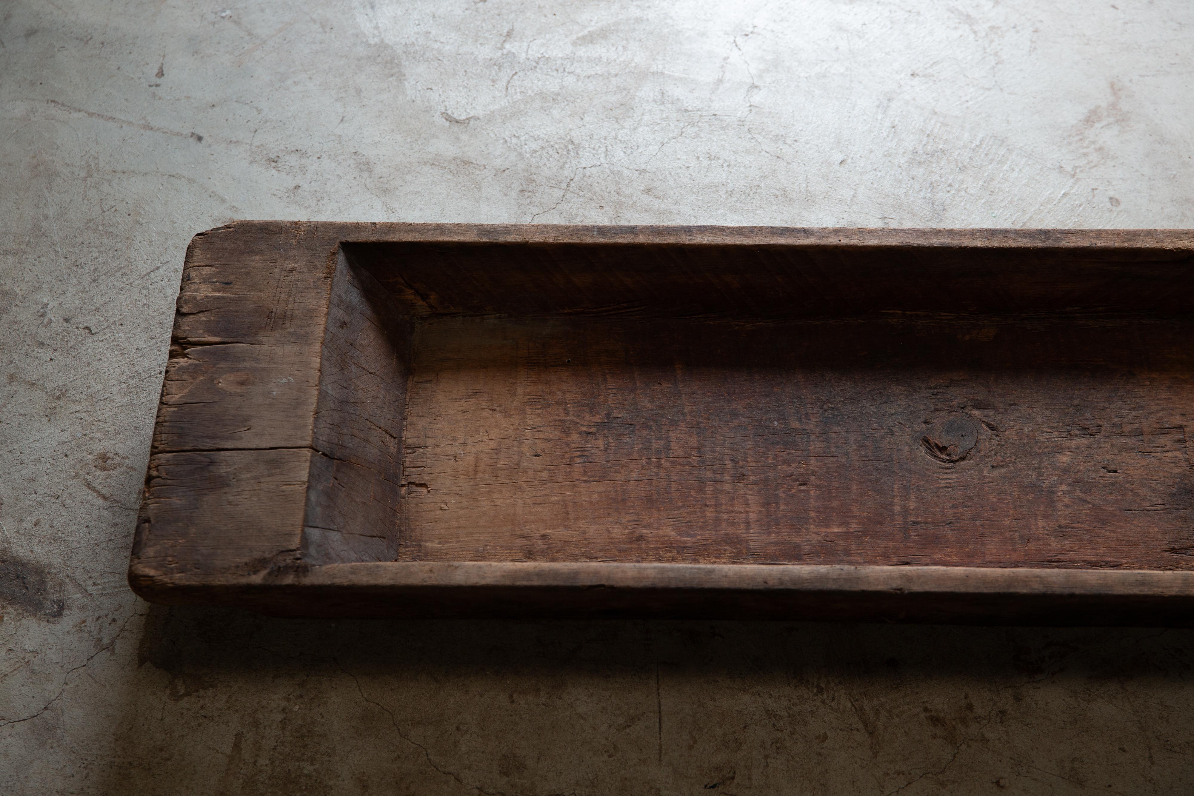 Grande abbeveratoio giapponese antico in legno duro del 1900-30, arredamento Wabi sabi mingei in vendita 2