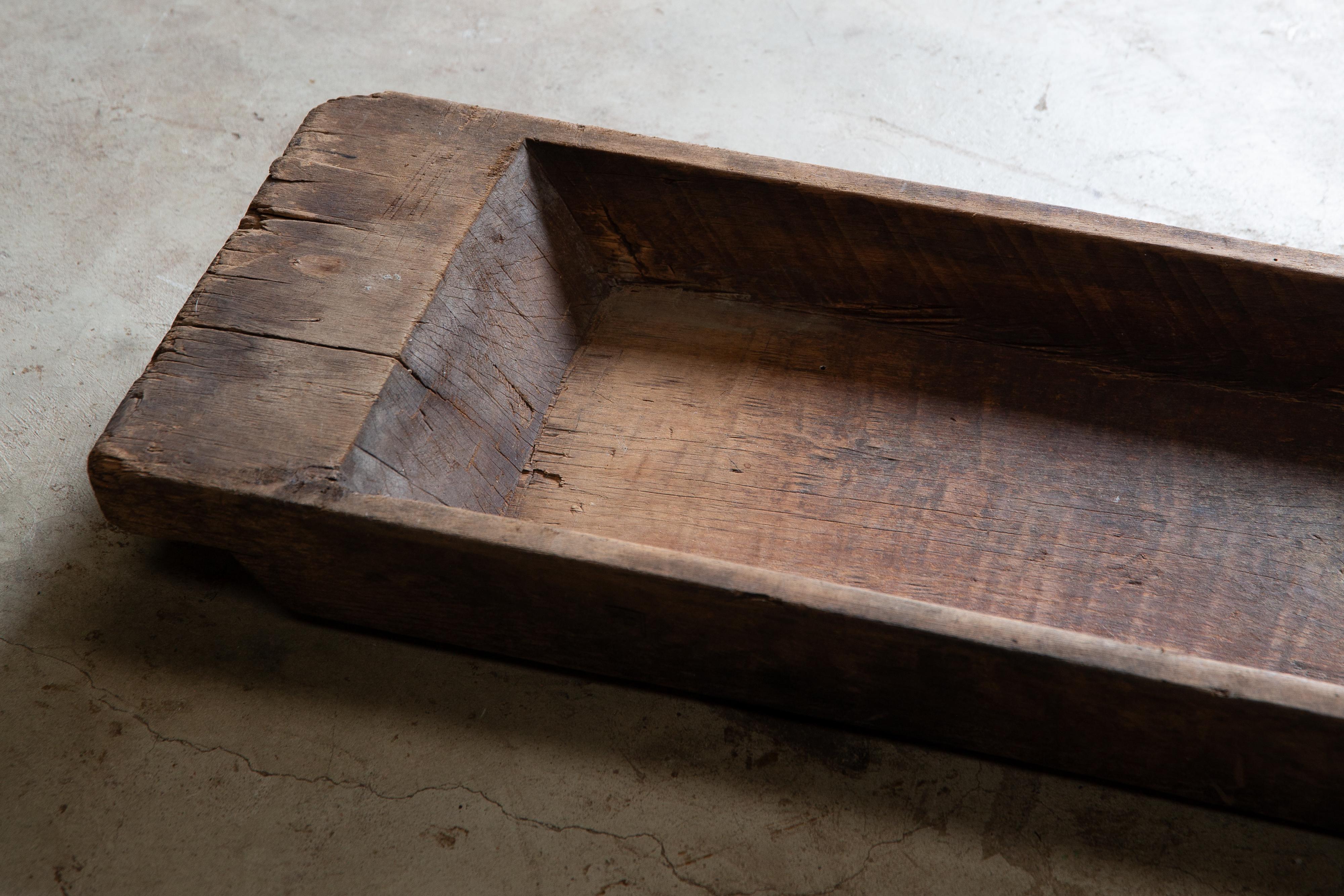 Grande abbeveratoio giapponese antico in legno duro del 1900-30, arredamento Wabi sabi mingei in vendita 3