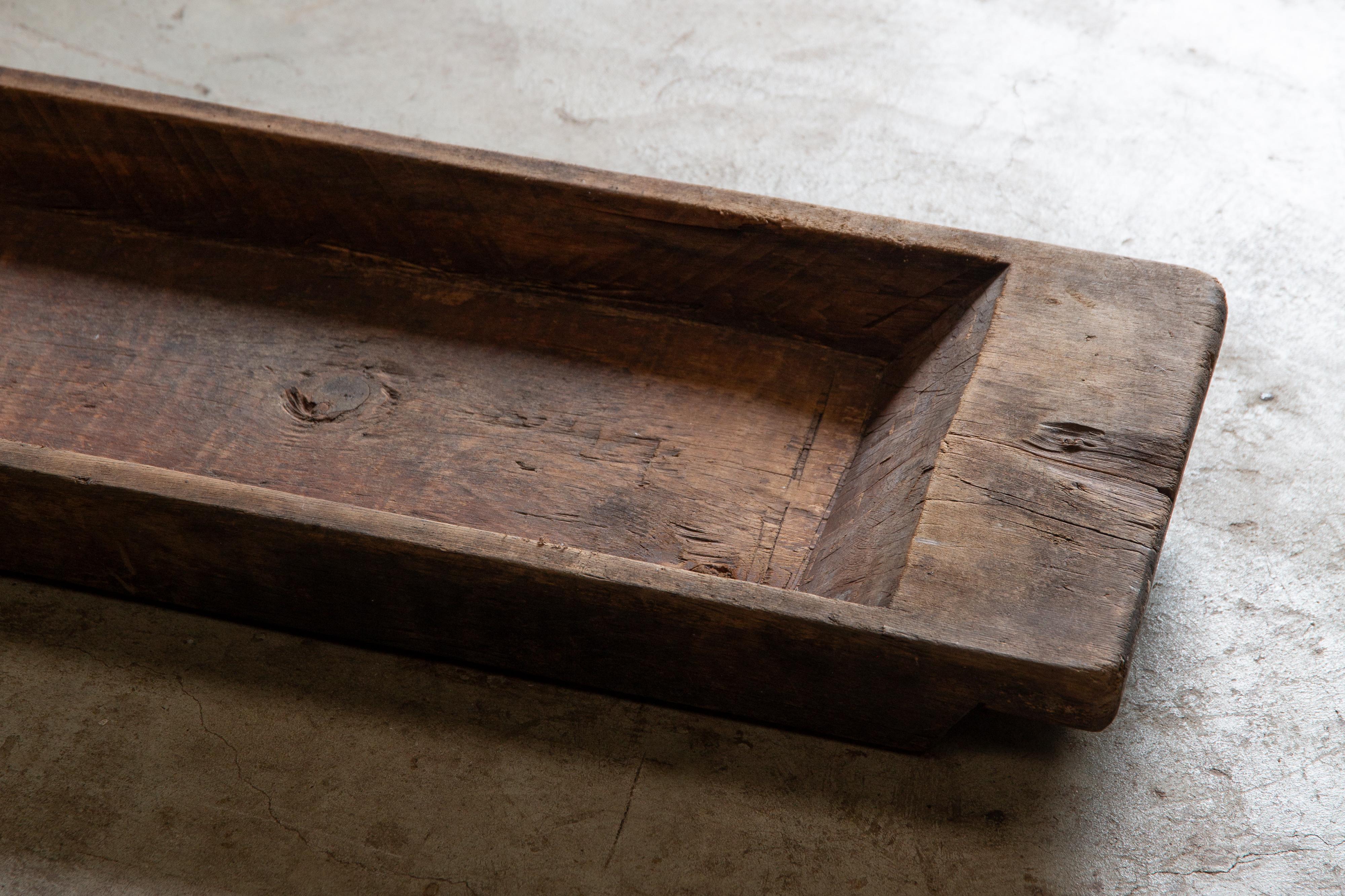 Grande abbeveratoio giapponese antico in legno duro del 1900-30, arredamento Wabi sabi mingei in vendita 4