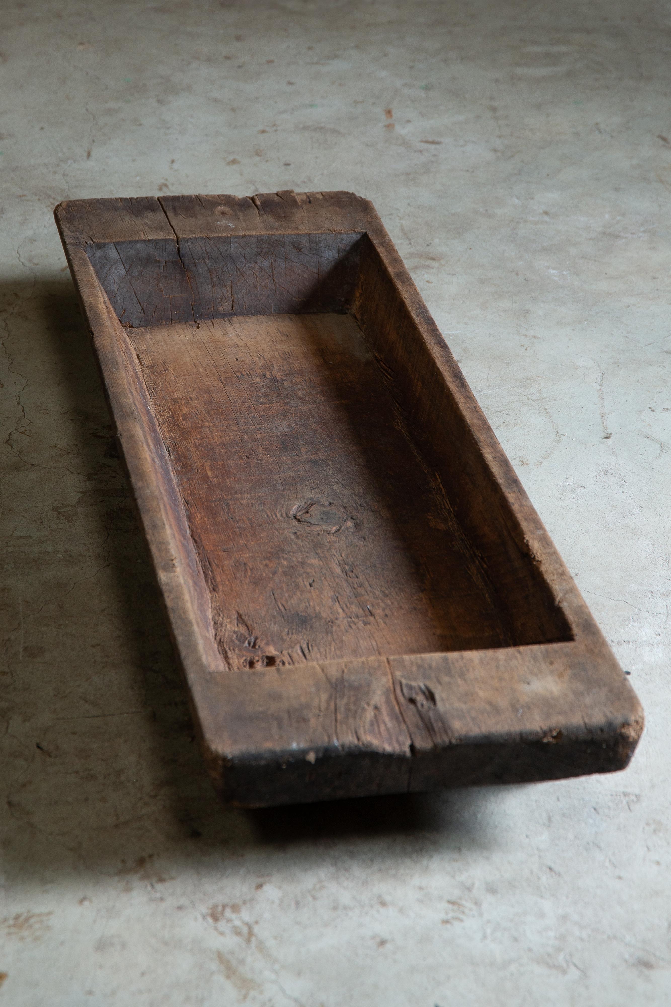 Grande abbeveratoio giapponese antico in legno duro del 1900-30, arredamento Wabi sabi mingei in vendita 5