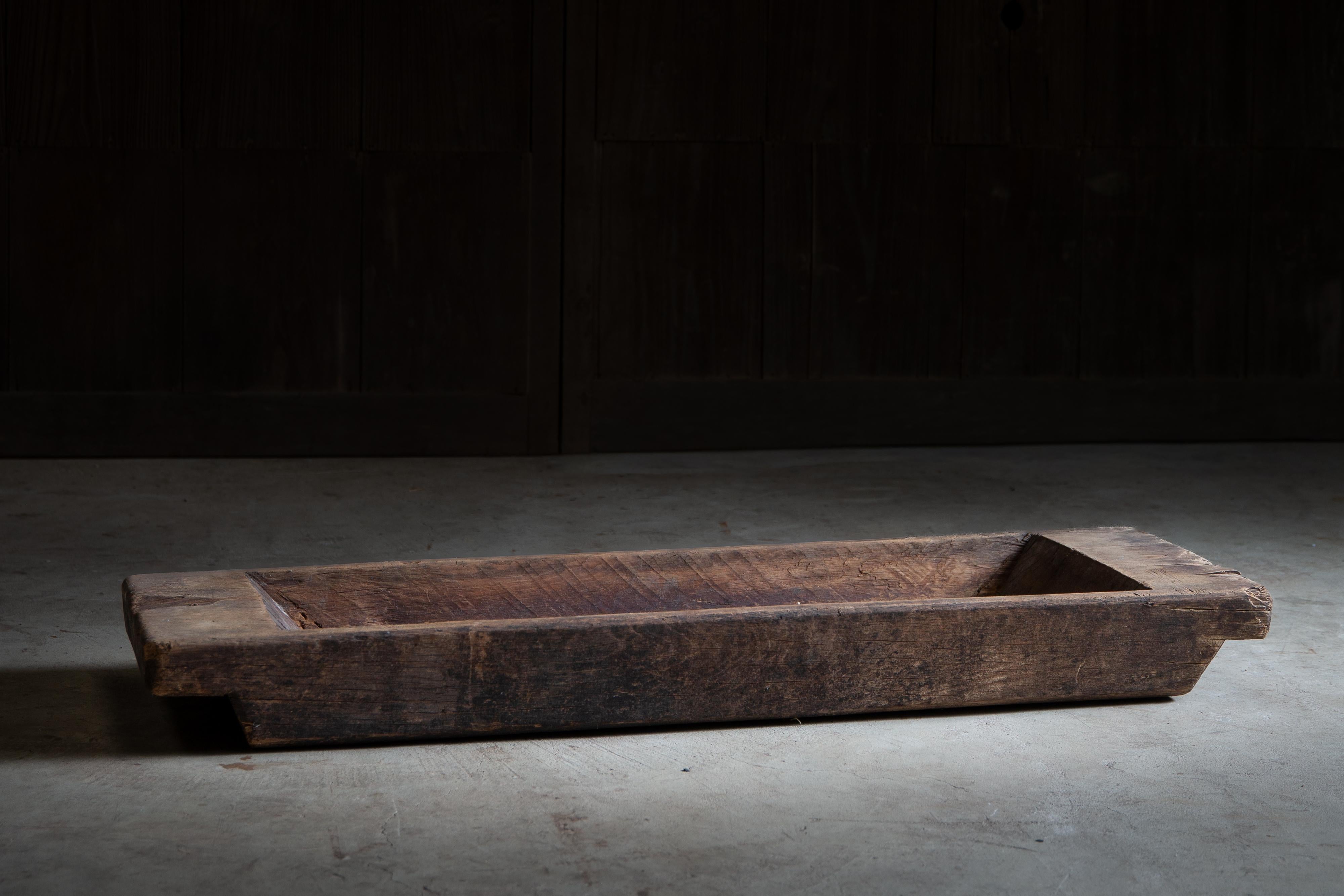 Grande abbeveratoio giapponese antico in legno duro del 1900-30, arredamento Wabi sabi mingei in vendita 6