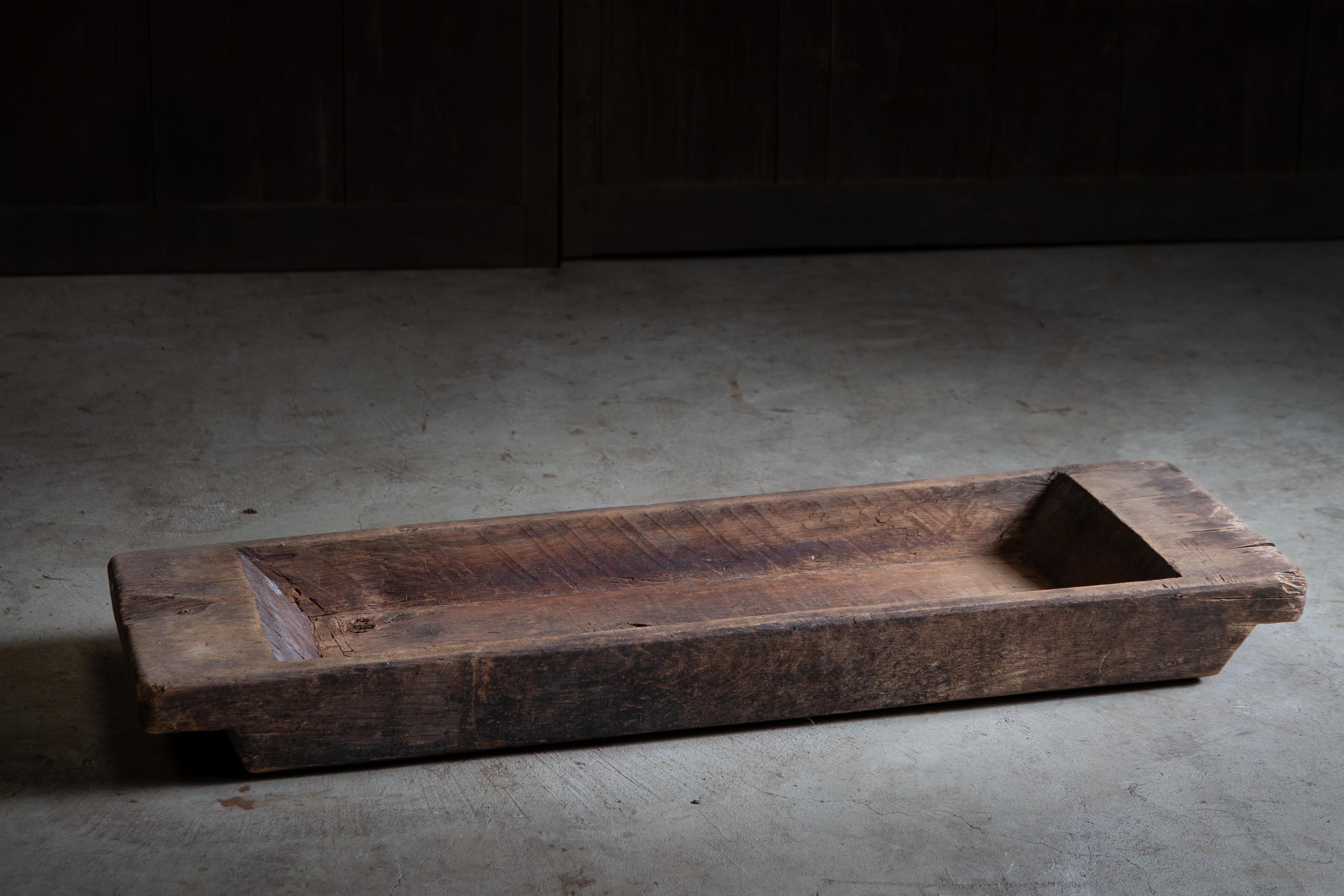 Grande abbeveratoio giapponese antico in legno duro del 1900-30, arredamento Wabi sabi mingei in vendita 7