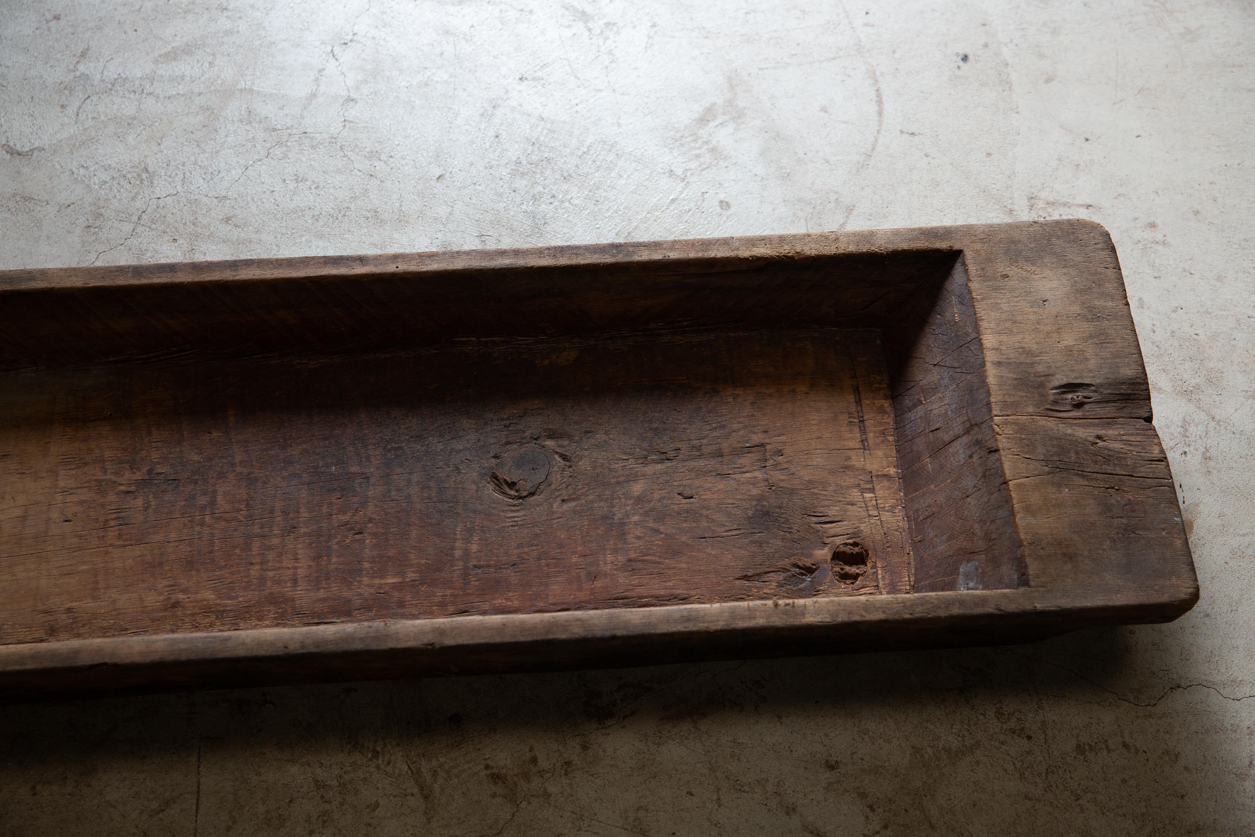 Grande abbeveratoio giapponese antico in legno duro del 1900-30, arredamento Wabi sabi mingei in vendita 11