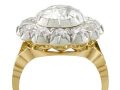 1900s 5.27 Carat Diamond Yellow Gold Silver Set Cluster Ring