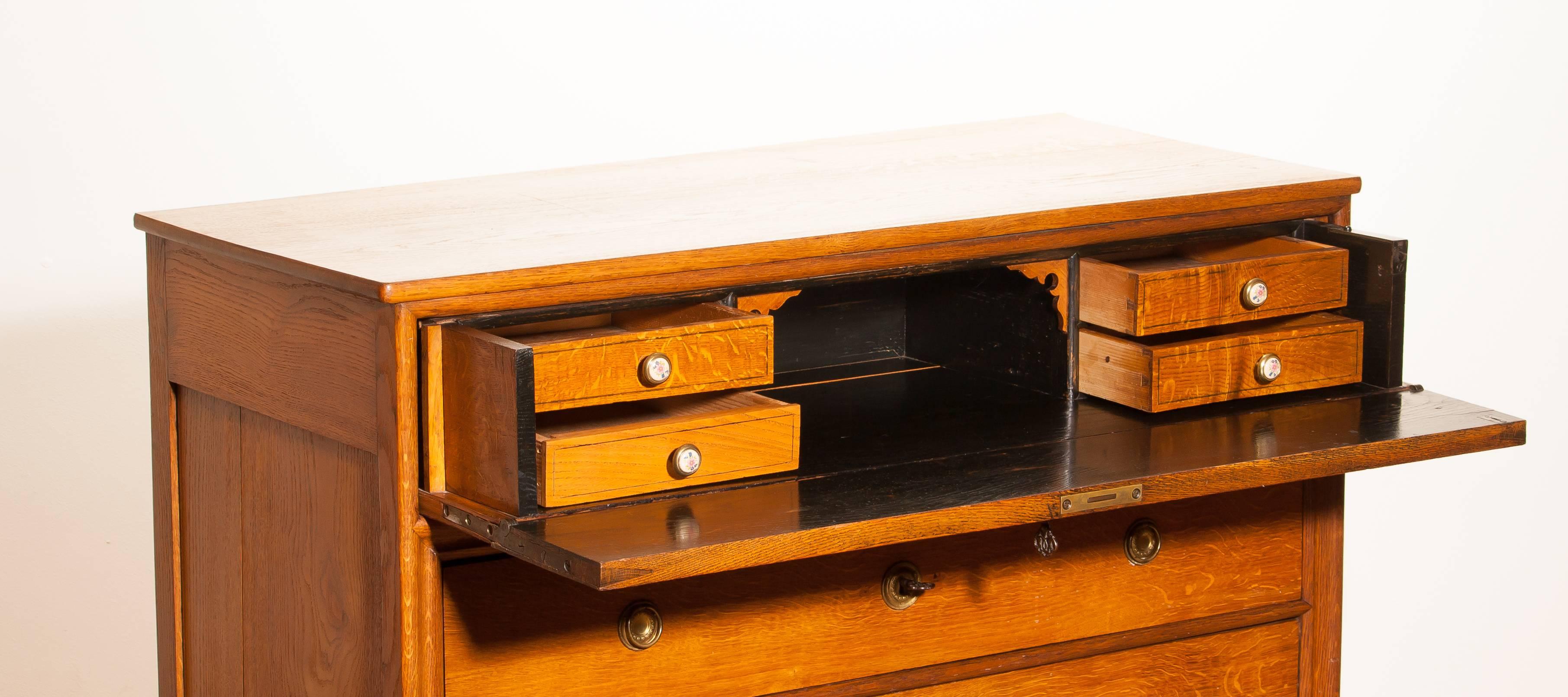 1900s, Dutch Oak Commode, Secretary, Chest of Drawers, Cabinet 1