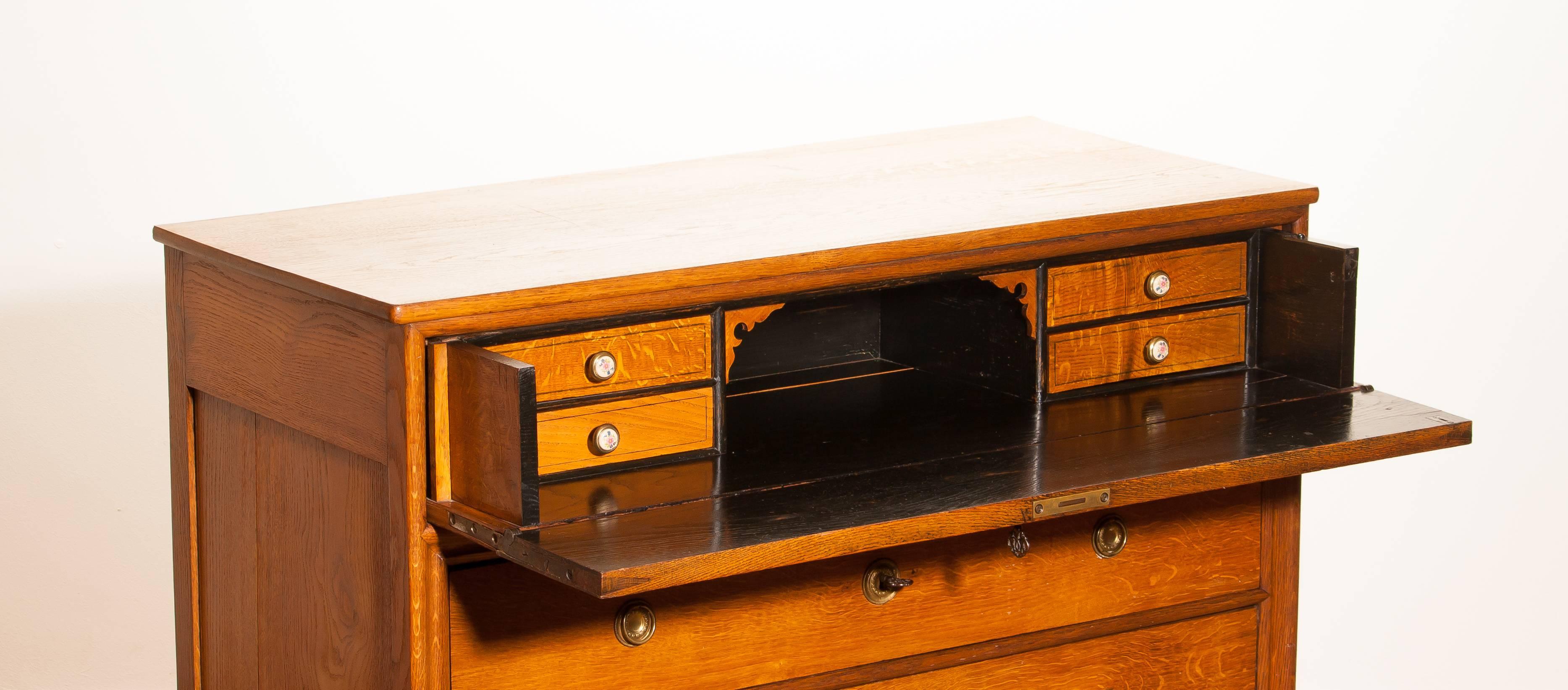 1900s, Dutch Oak Commode, Secretary, Chest of Drawers, Cabinet 2