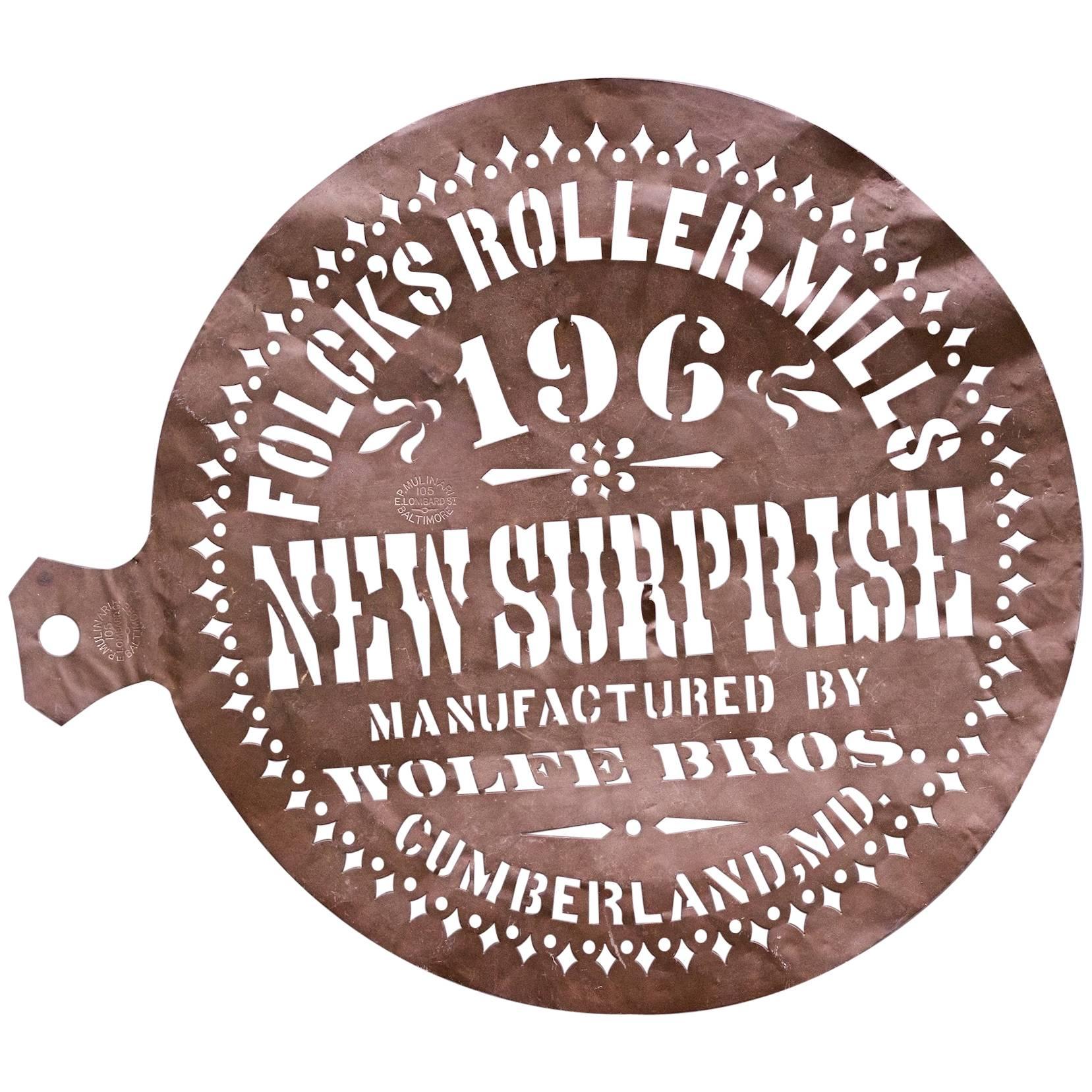 1900s Advertising Stencil Mark Type Font Vintage Industrial Art Sculpture Copper