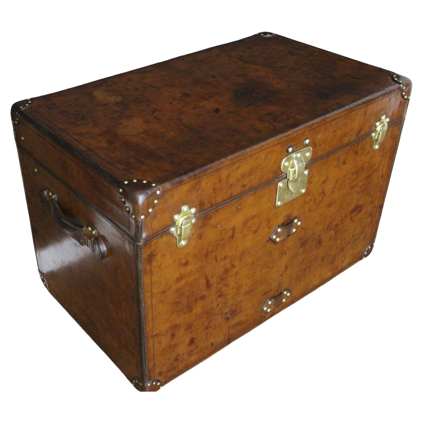 1900's All Leather Louis Vuitton Trunk, Vuitton Steamer Trunk 90cm