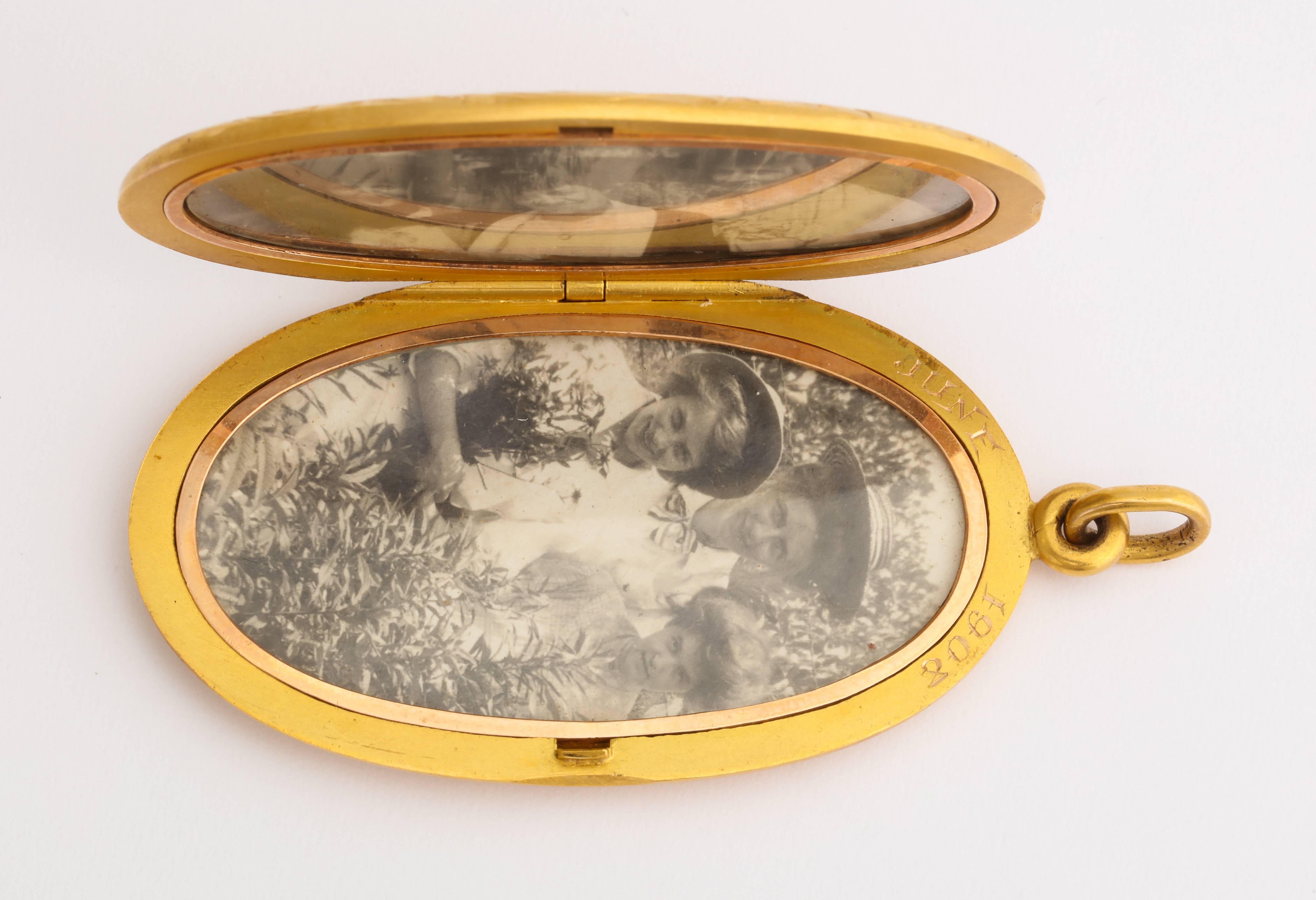 art deco gold locket