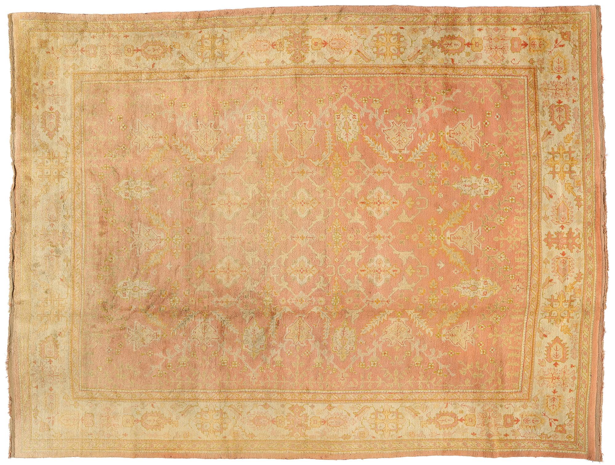 1900's Anatolian Antique Turkish Oushak Rug with Spanish Colonial Style For Sale 4