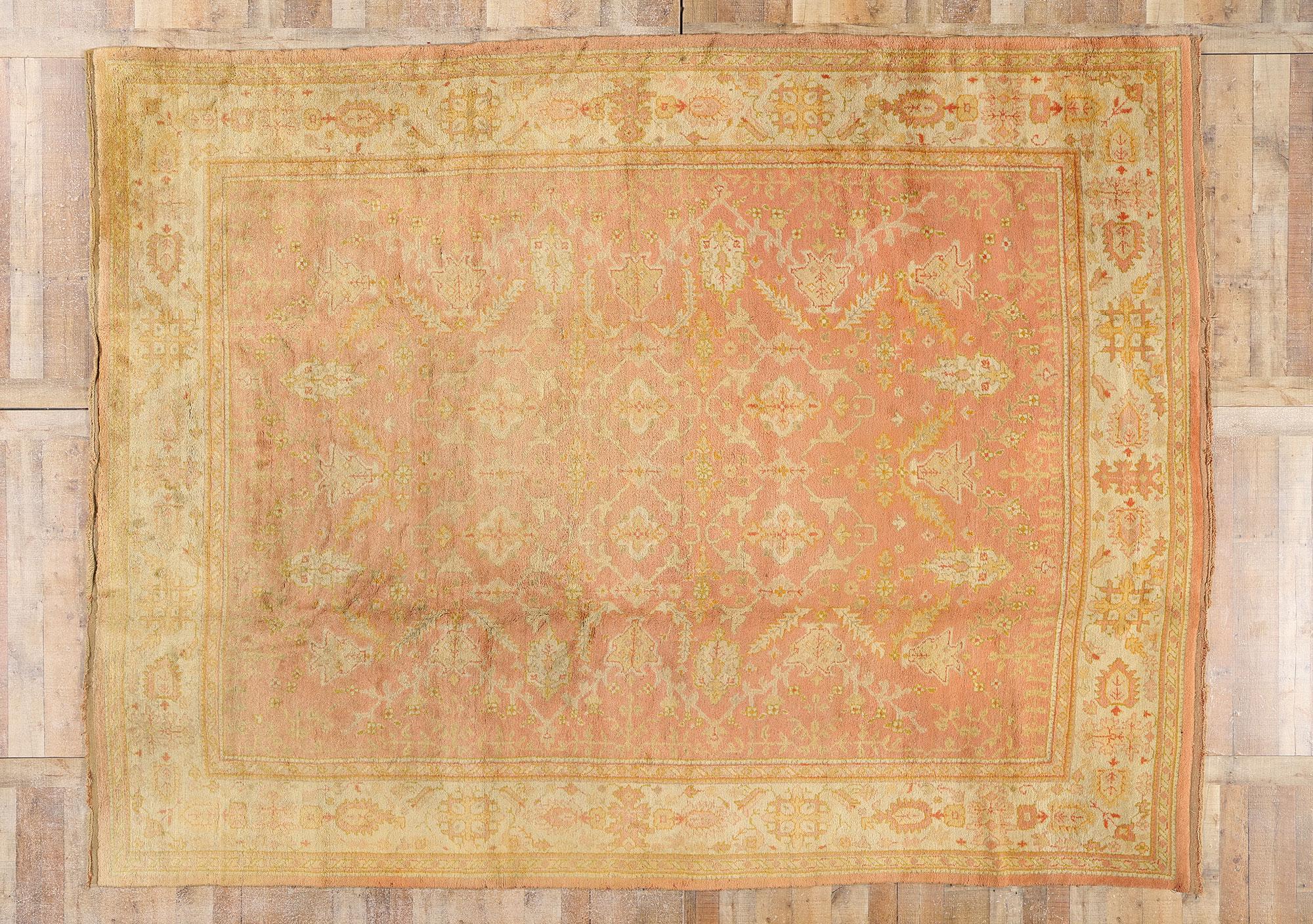 1900's Anatolian Antique Turkish Oushak Rug with Spanish Colonial Style For Sale 3