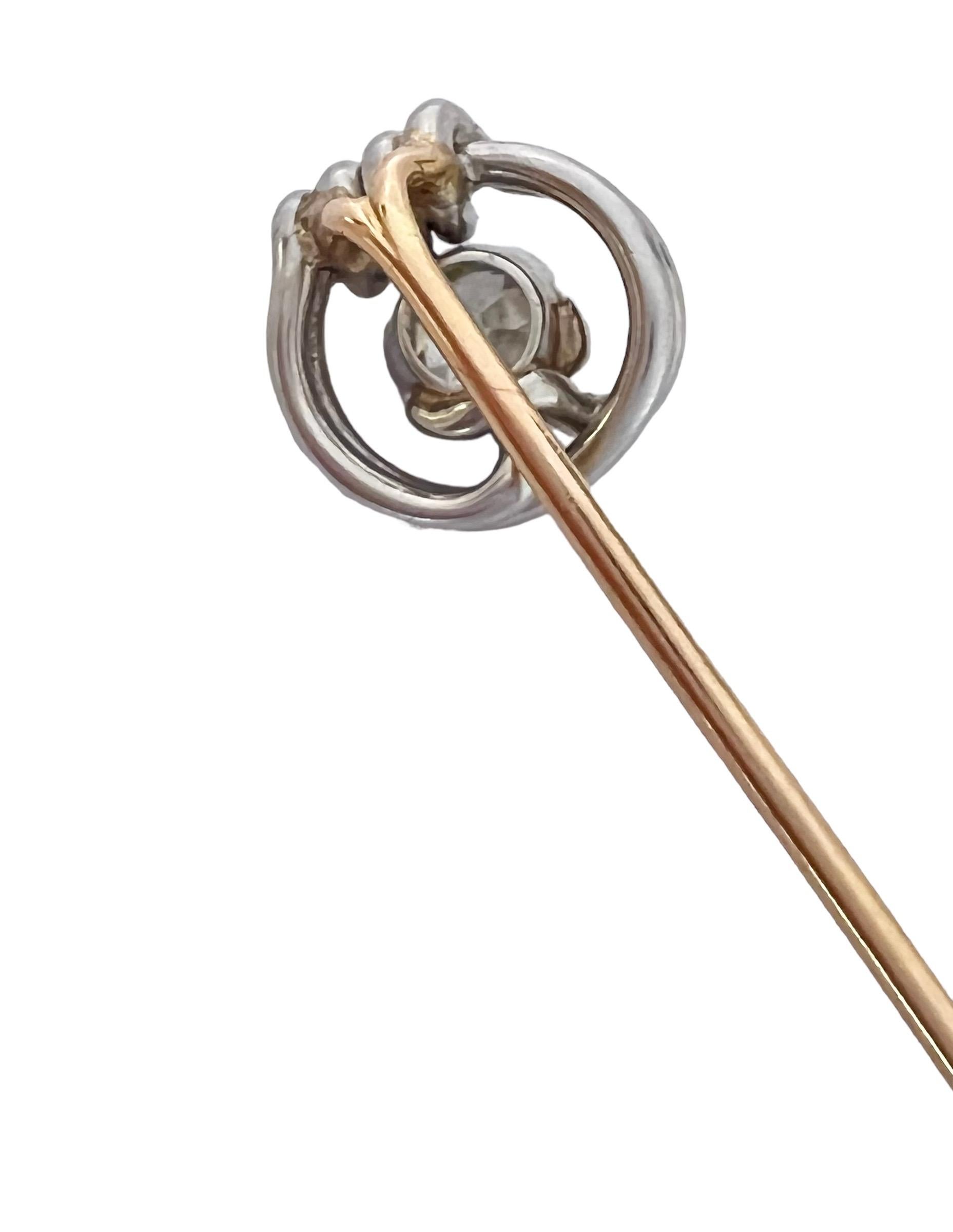 1900s Antique 1.02ct diamond and gold brooch In Excellent Condition For Sale In Tel Aviv-Yafo, IL