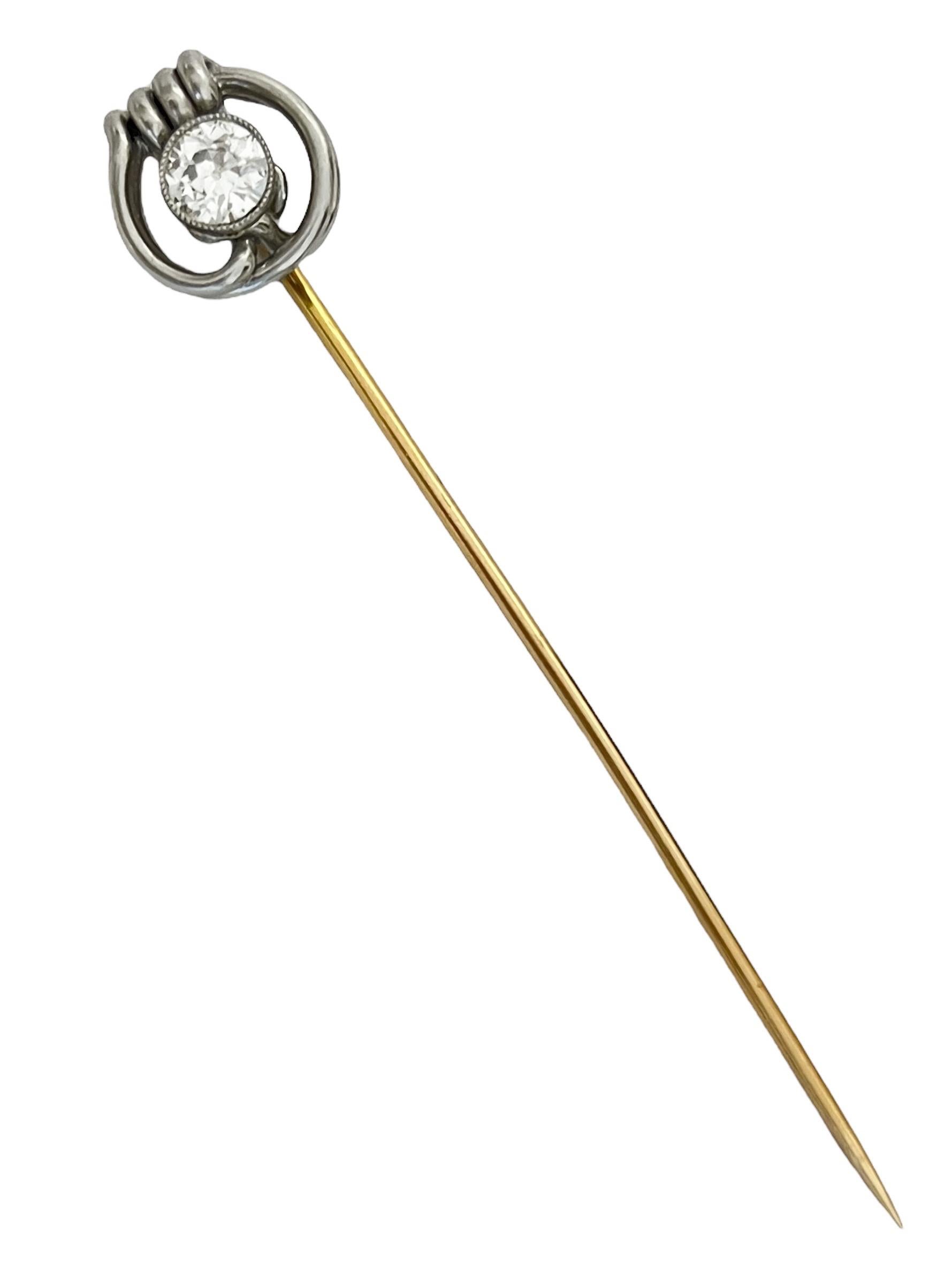 1900s Antique 1.02ct diamond and gold brooch For Sale 1