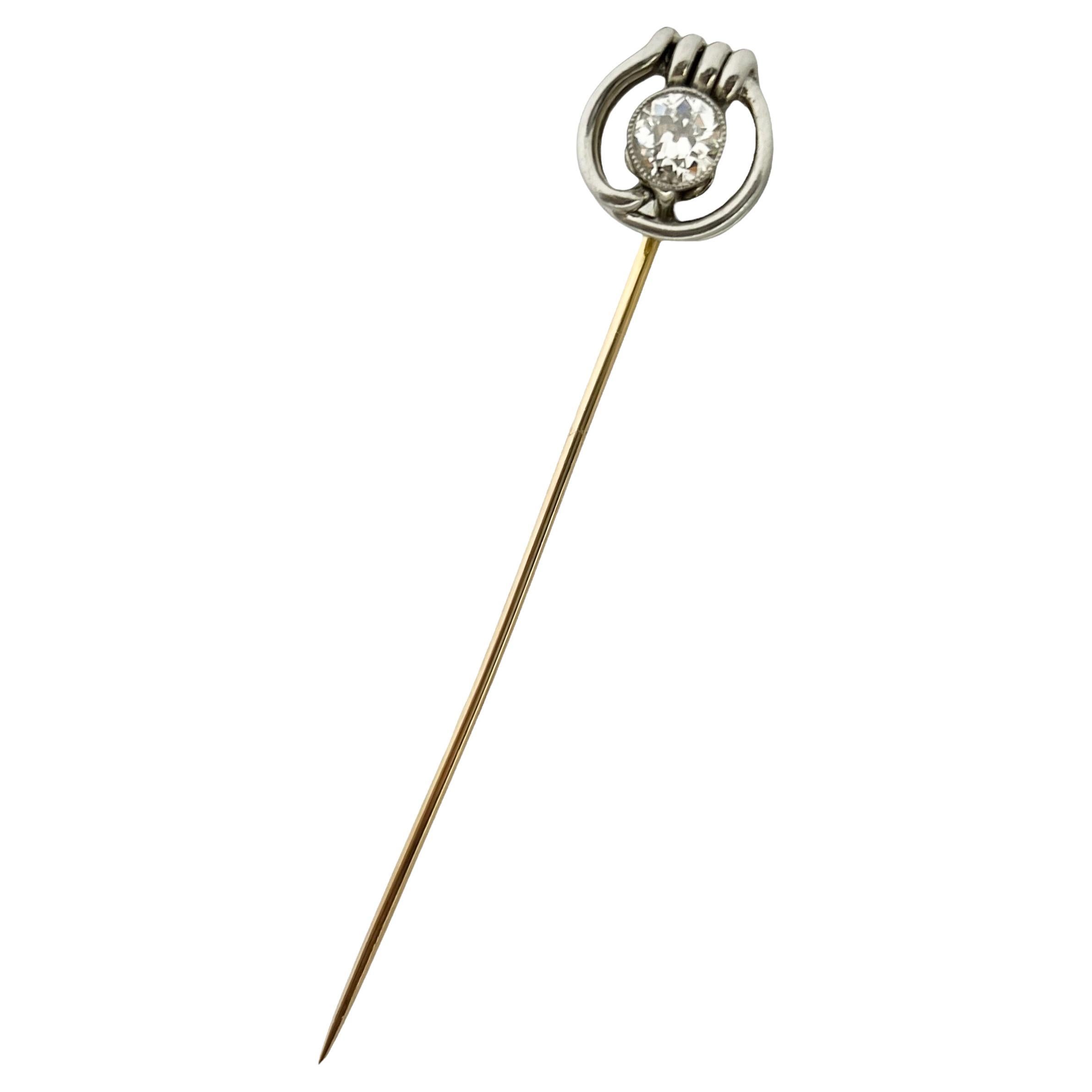 1900s Antique 1.02ct diamond and gold brooch For Sale
