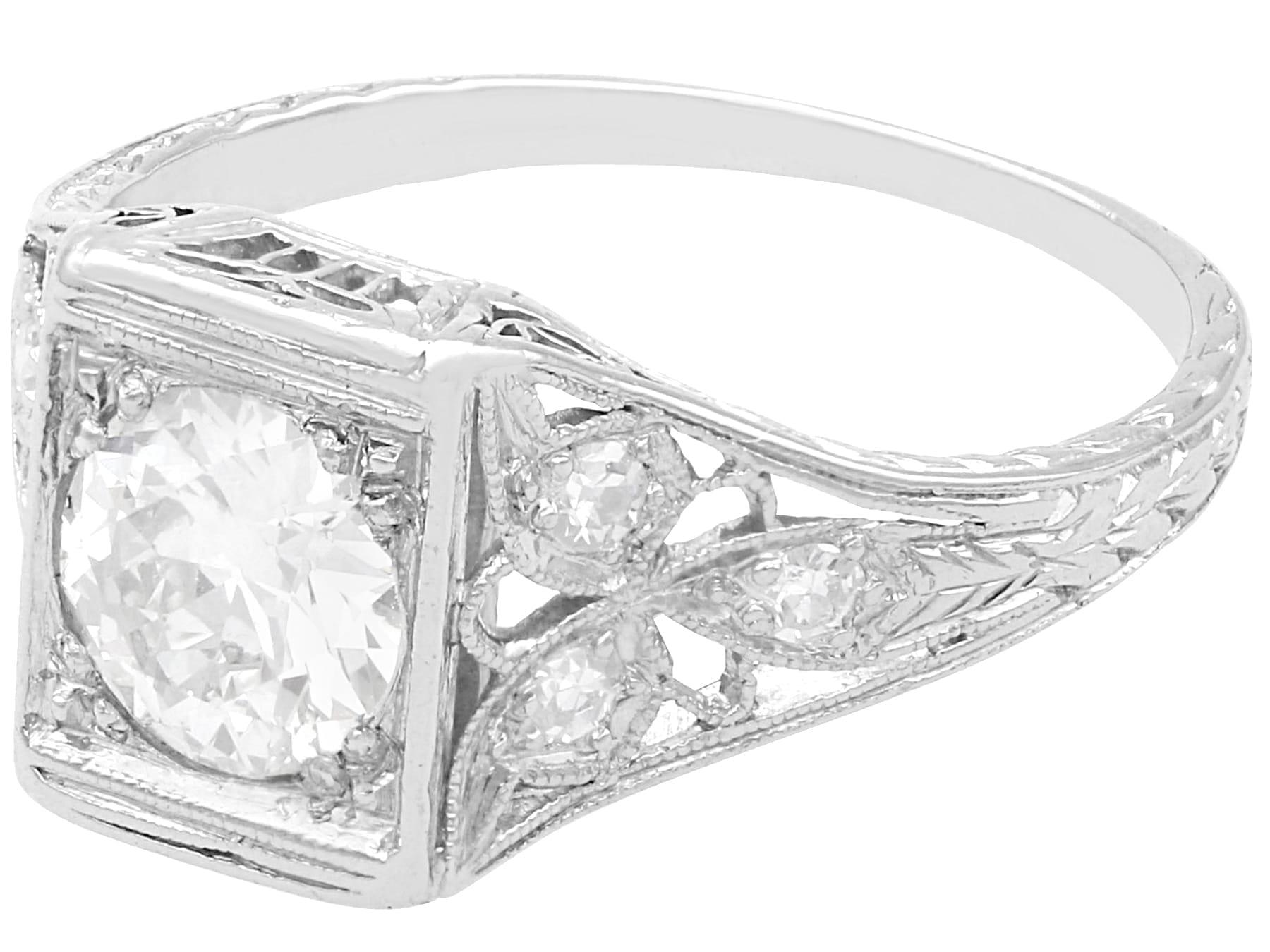 Old European Cut 1900s Antique 1.14 Carat Diamond and Platinum Solitaire Ring For Sale