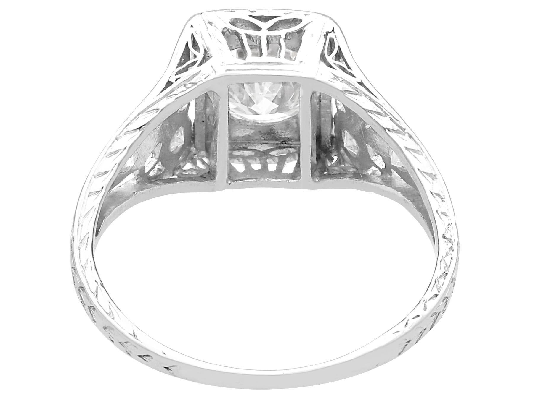 1900er Jahre Antiker 1,14 Karat Diamant und Platin Solitär-Ring im Zustand „Hervorragend“ im Angebot in Jesmond, Newcastle Upon Tyne