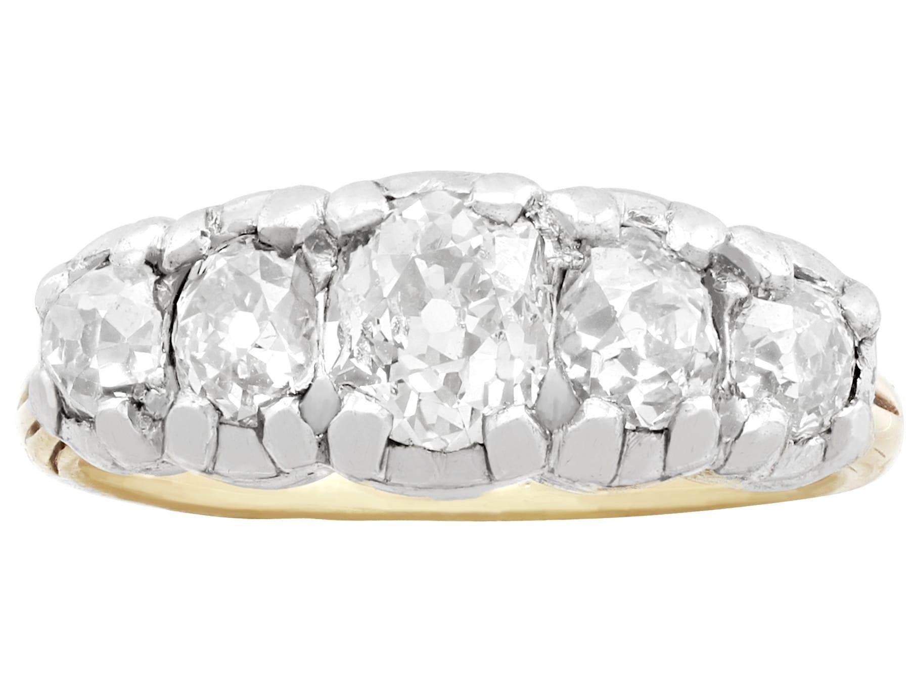 1900er Jahre 1,32 Karat Diamant und Gelbgold Fünf-Stein-Ring im Zustand „Hervorragend“ im Angebot in Jesmond, Newcastle Upon Tyne