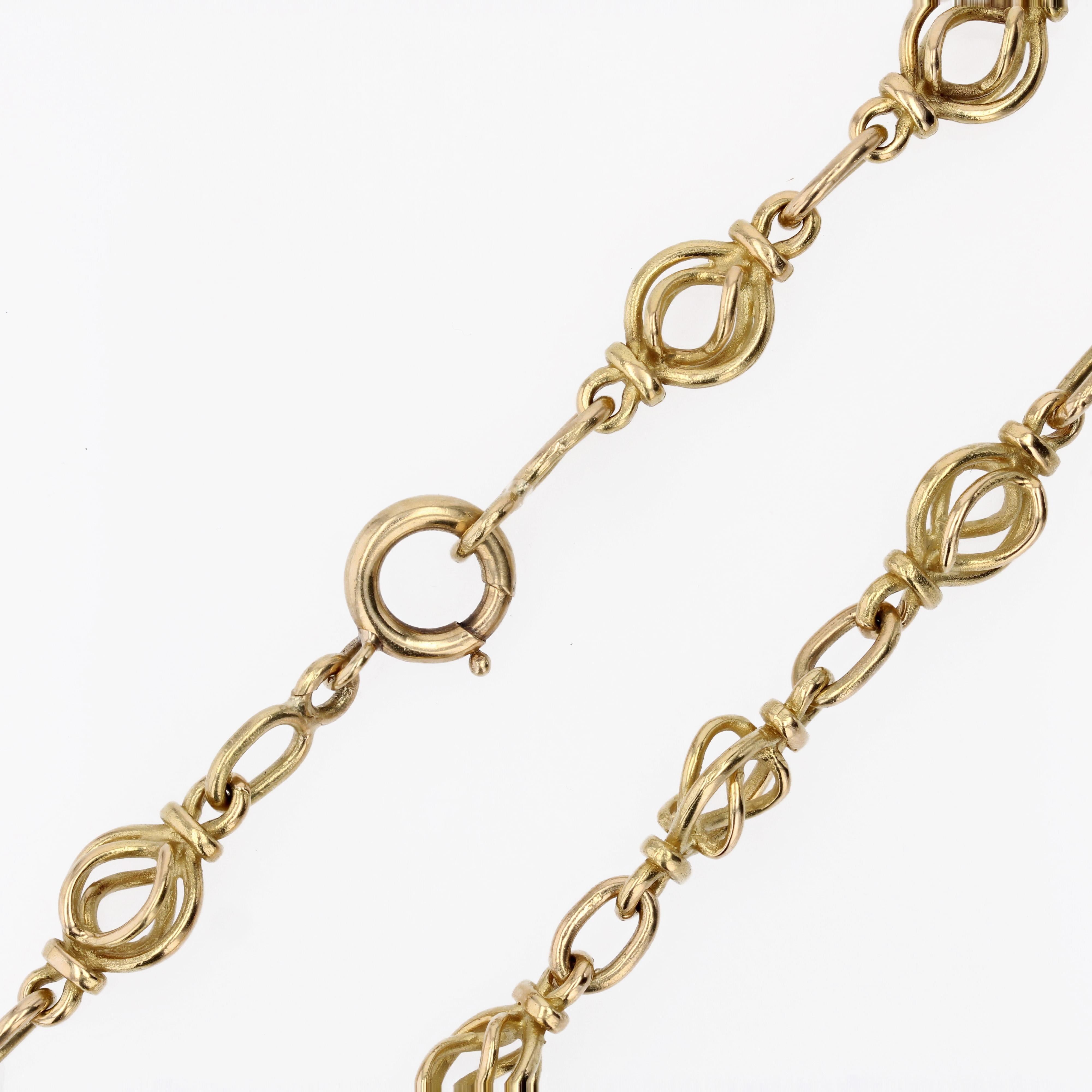 1900s Antique 18 Karat Gold Round Link Chain Necklace For Sale 6