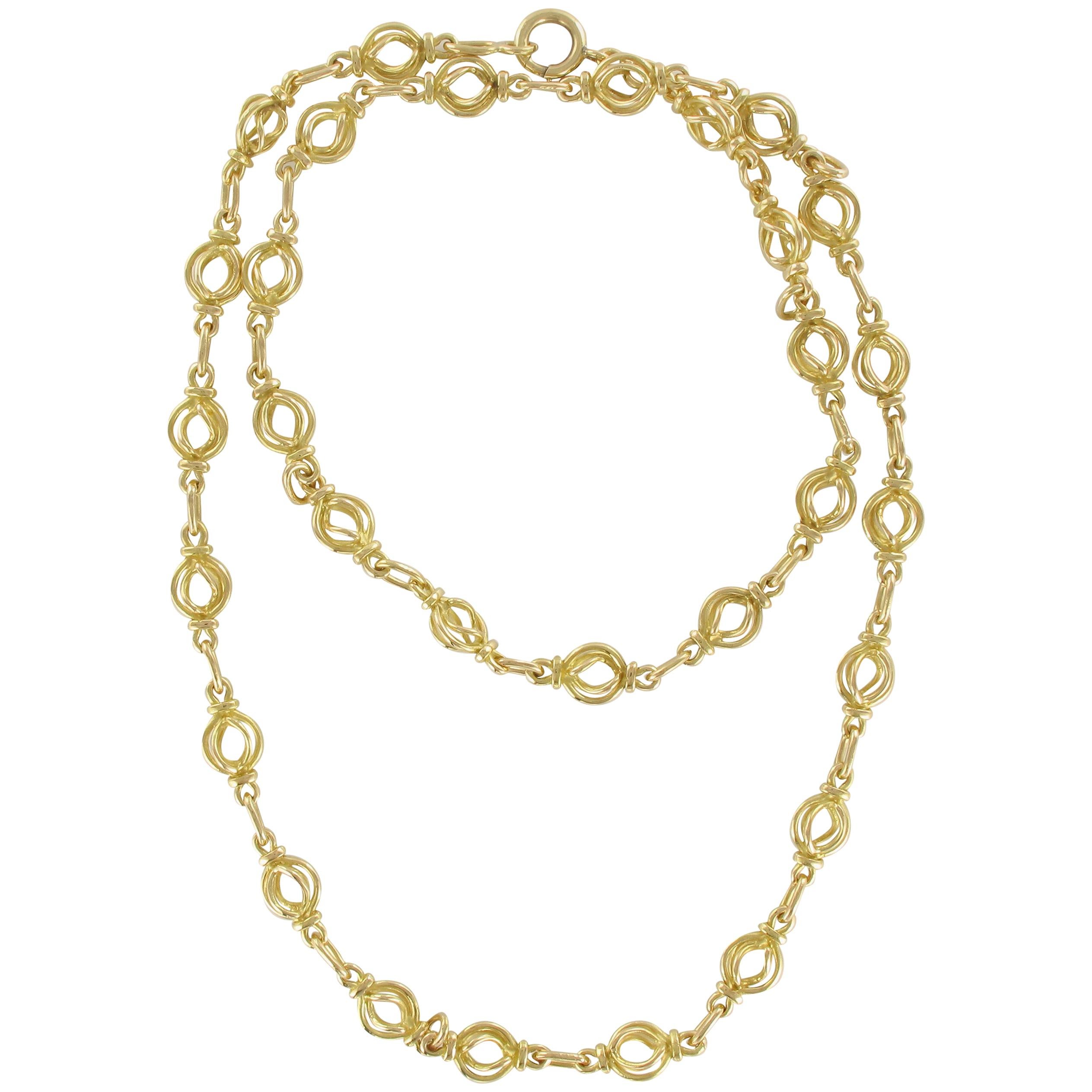 1900s Antique 18 Karat Gold Round Link Chain Necklace