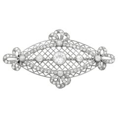 1900s Antique 1.84 Carat Diamond and Platinum Brooch