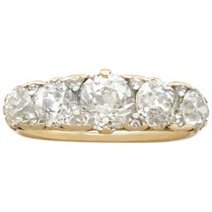 1900s Antique 2.44 Carat Diamond and Yellow Gold Five-Stone Ring
