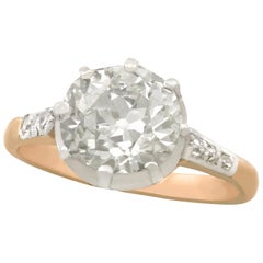 1900s Antique 2.56 Carat Diamond and Yellow Gold Solitaire Ring