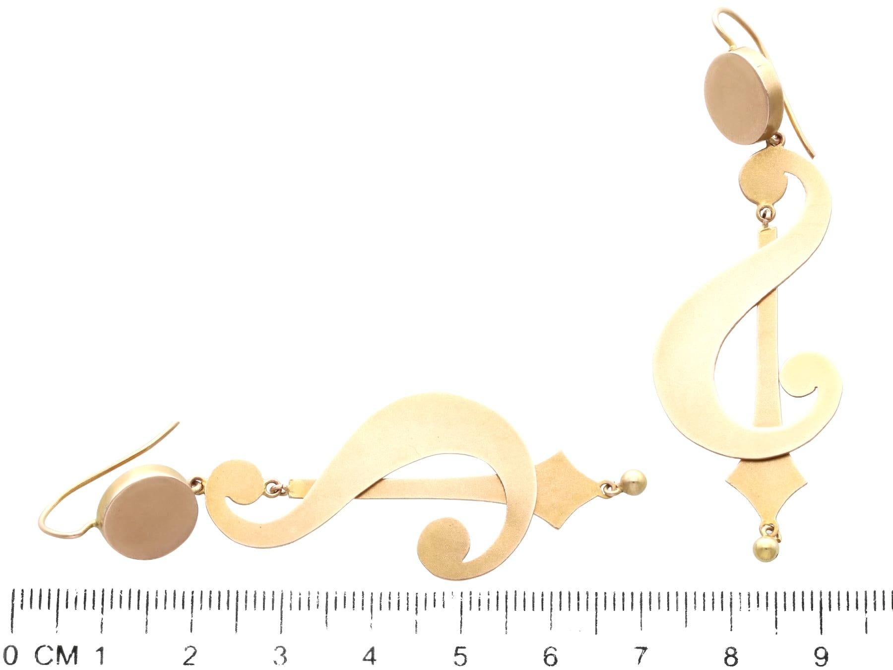 1900er Jahre Antike 9k Gelbgold-Tropfen-Ohrringe im Angebot 2