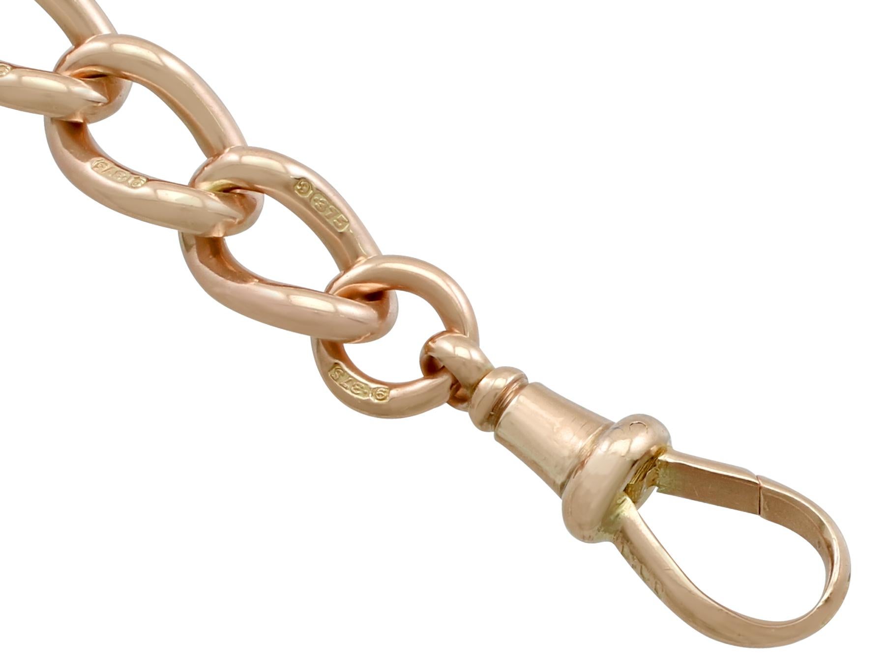 Women's or Men's 1900s Antique Albert Chain in Rose Gold