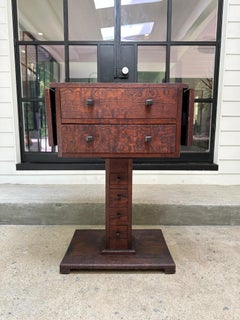 1900s Antique Americana Oak Drop leaf End or Sewing Table (Table de couture ou d'appoint)