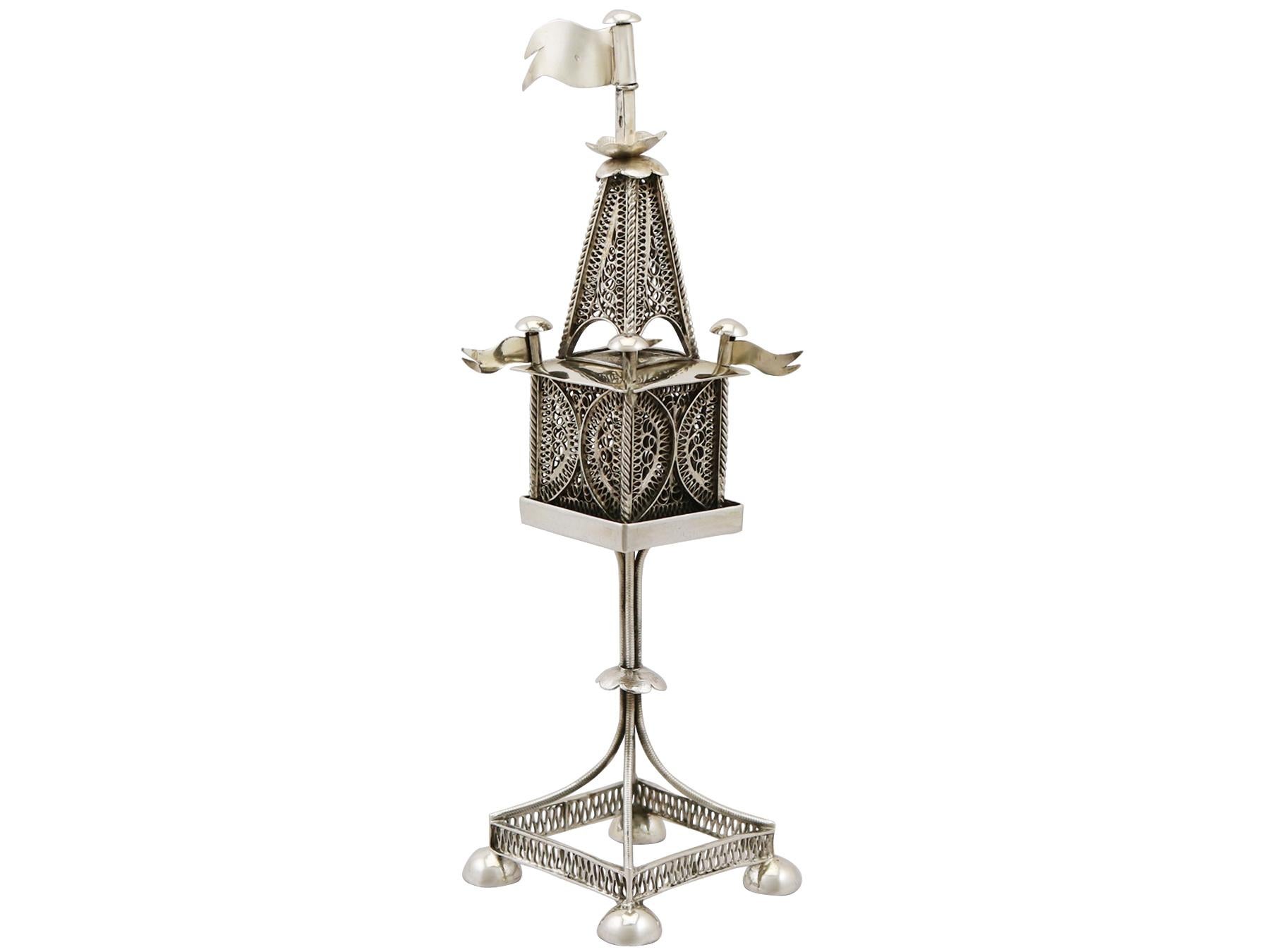 Early 20th Century 1900s Antique Austro-Hungarian Silver Spice Tower For Sale