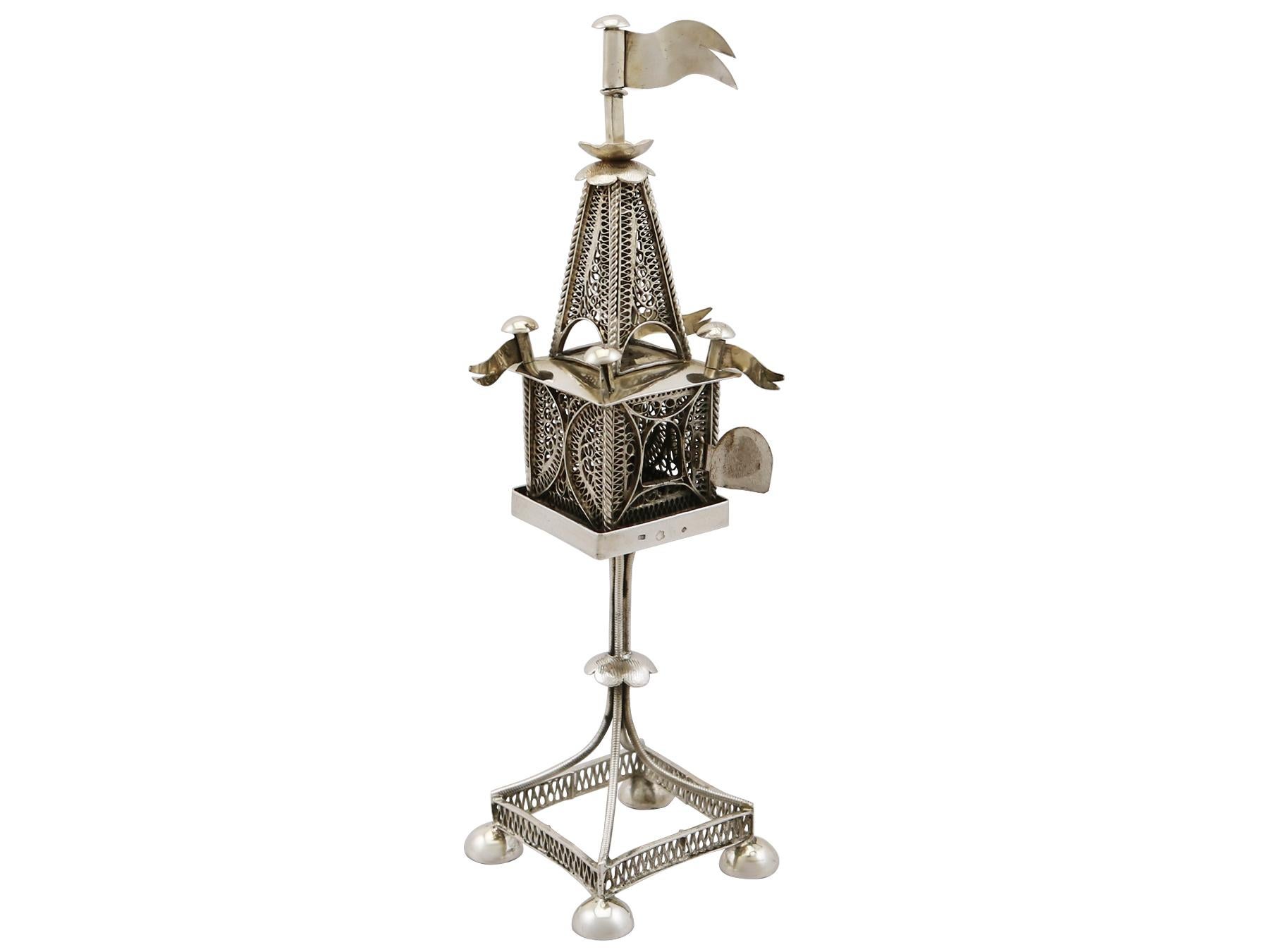 1900s Antique Austro-Hungarian Silver Spice Tower For Sale 1