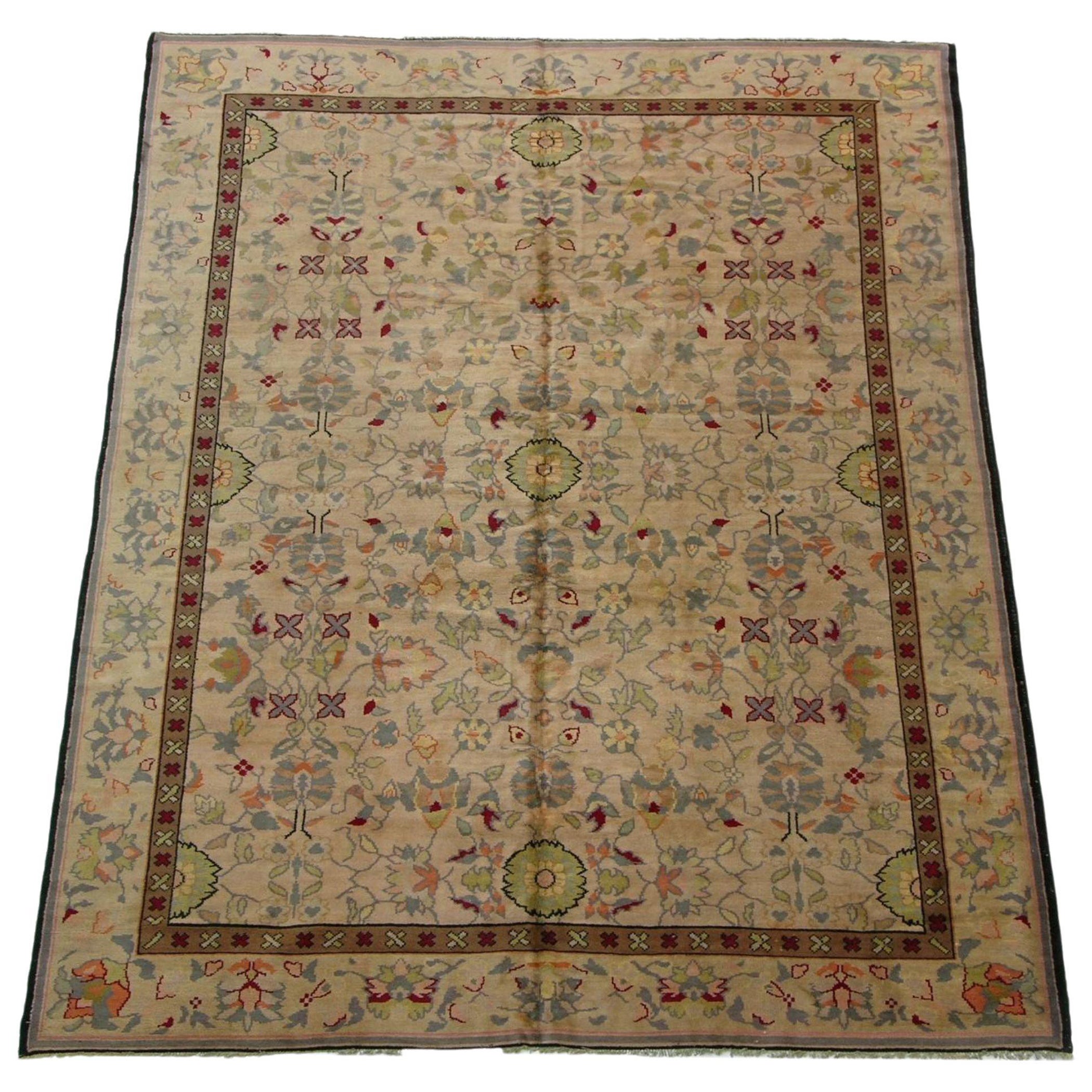 Tapis chinois ancien beige des années 1900 - 11'4'' X 8'5''