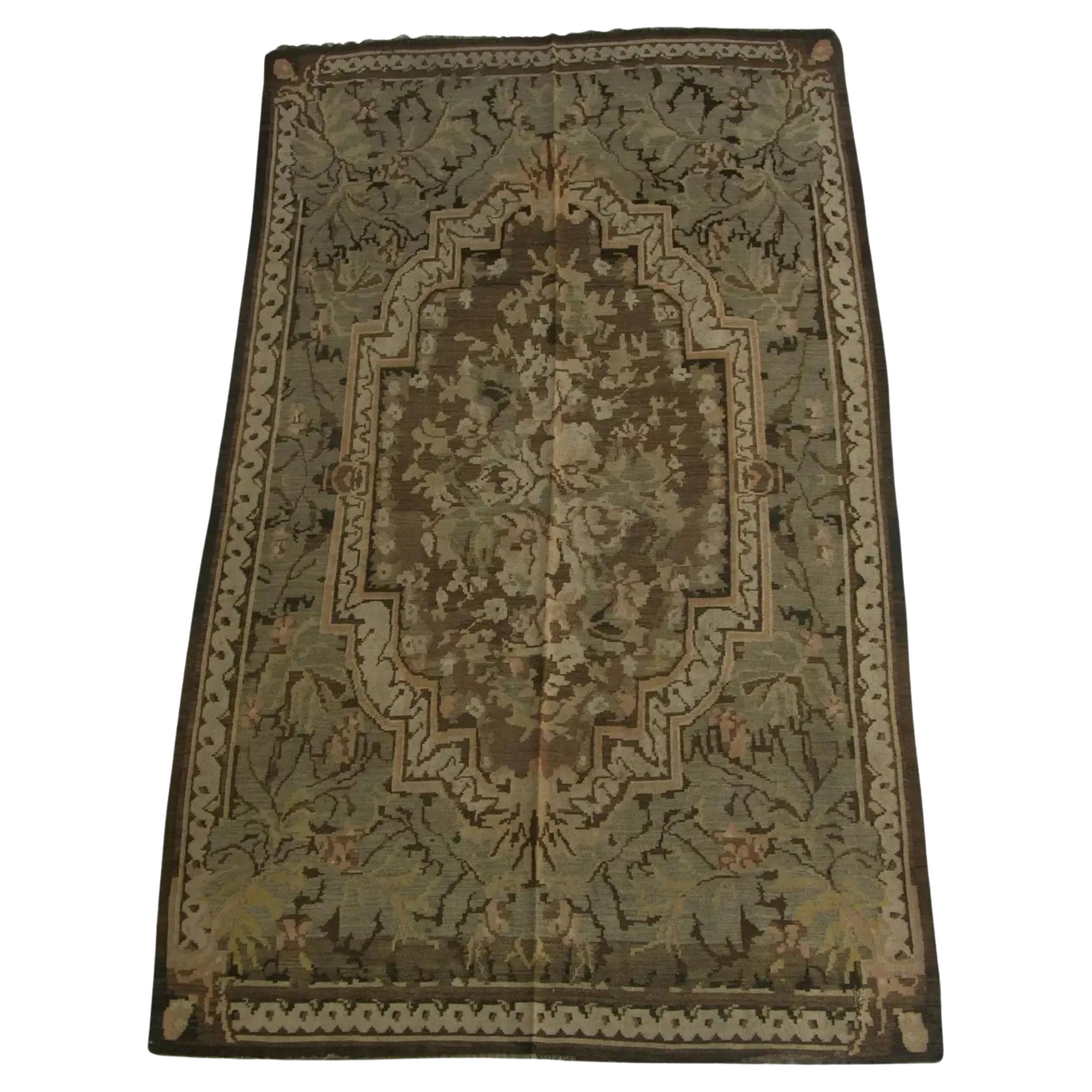 Ancien motif floral bohémien des années 1900 Motif floral 10'9'' X 6'3''