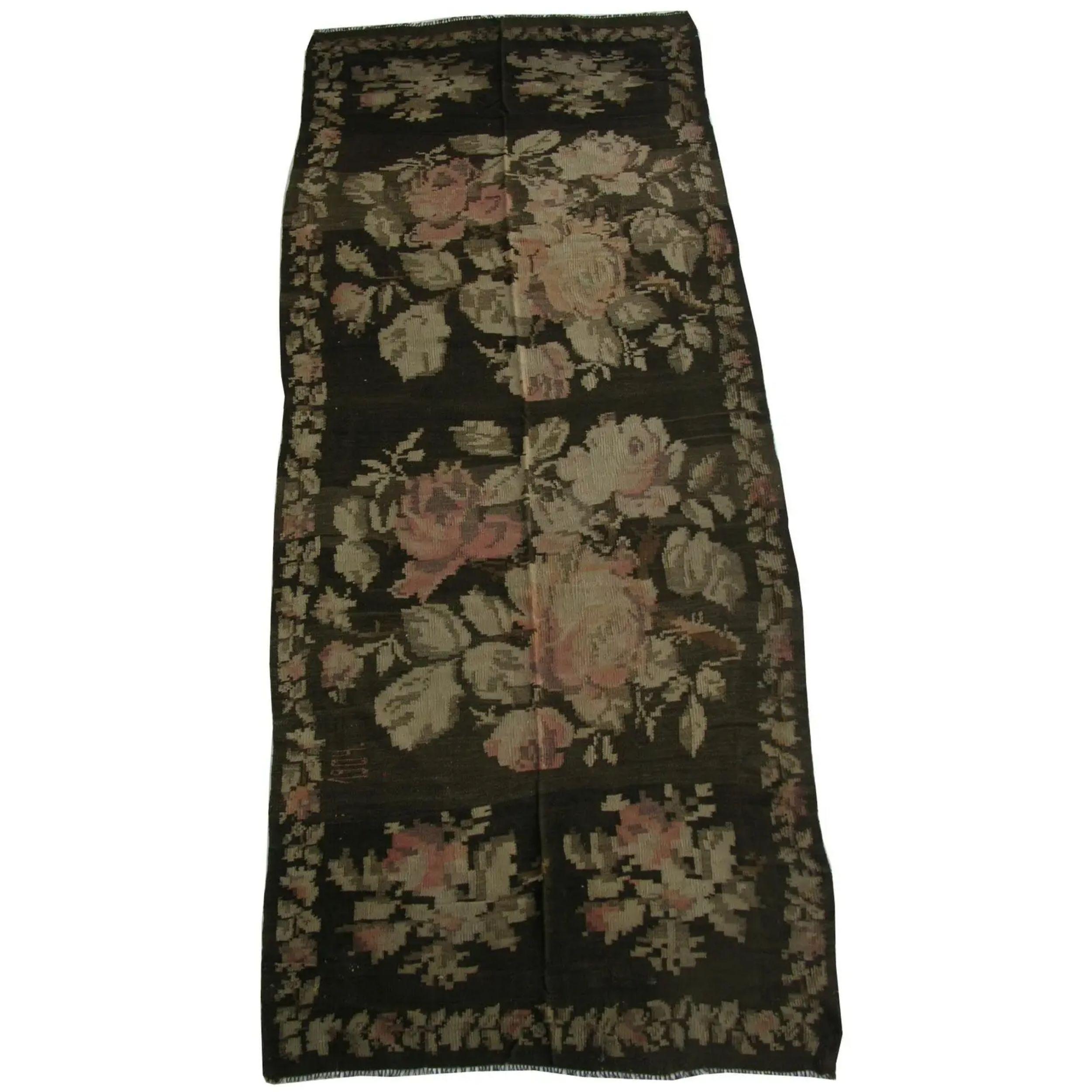 Early 20th Century 1900s Antique Bessarabian Floral Runner - 12'10'' X 5'2'' For Sale