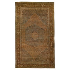 Antiker Bidjar Oversize-Wollteppich mit Medaillon-Motiv in Rostfarben, 1900er Jahre
