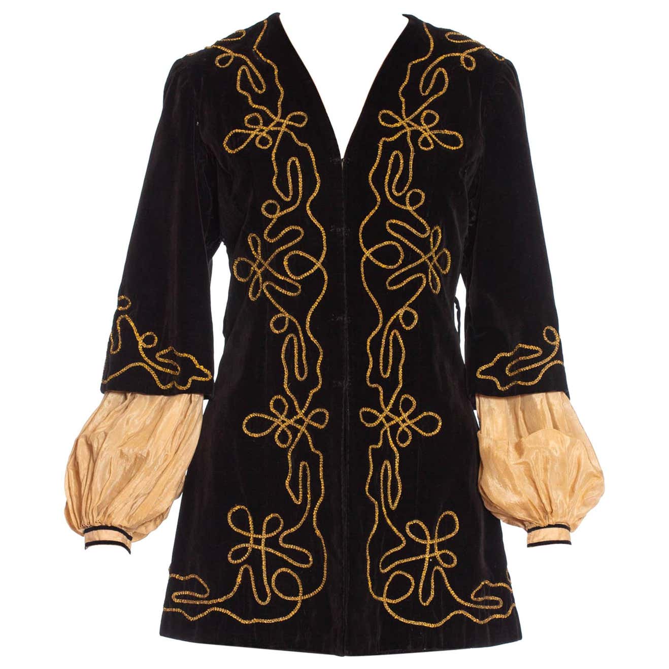 1900S Antique Black Cotton Velvet Medieval Theatrical Costume Jacket ...