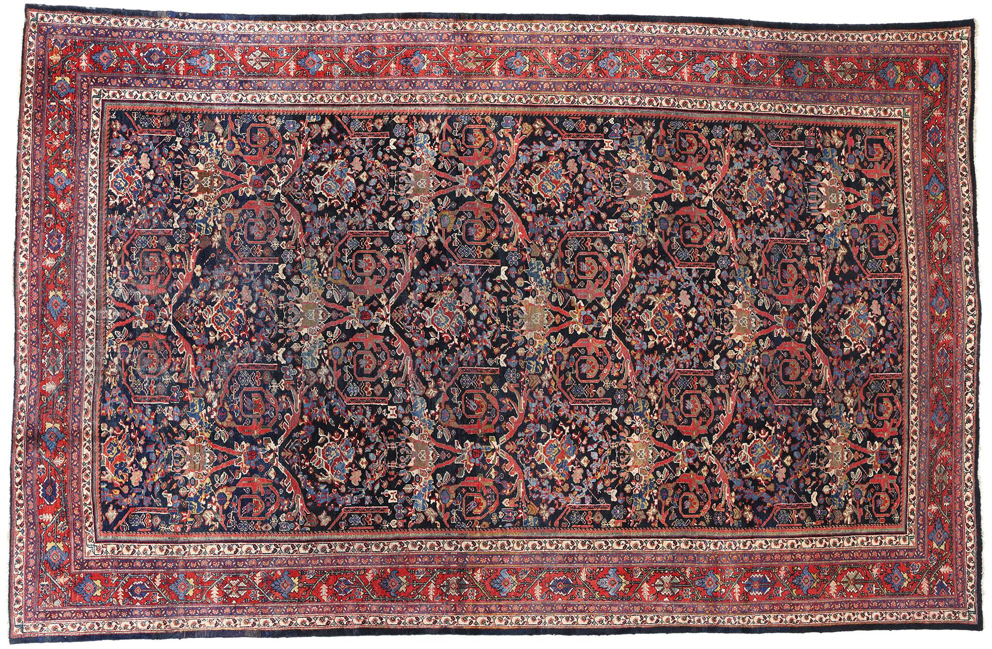 1900's Antike Blaue Persische Sultanabad Teppiche, 10'05 x 16'06 im Angebot 4