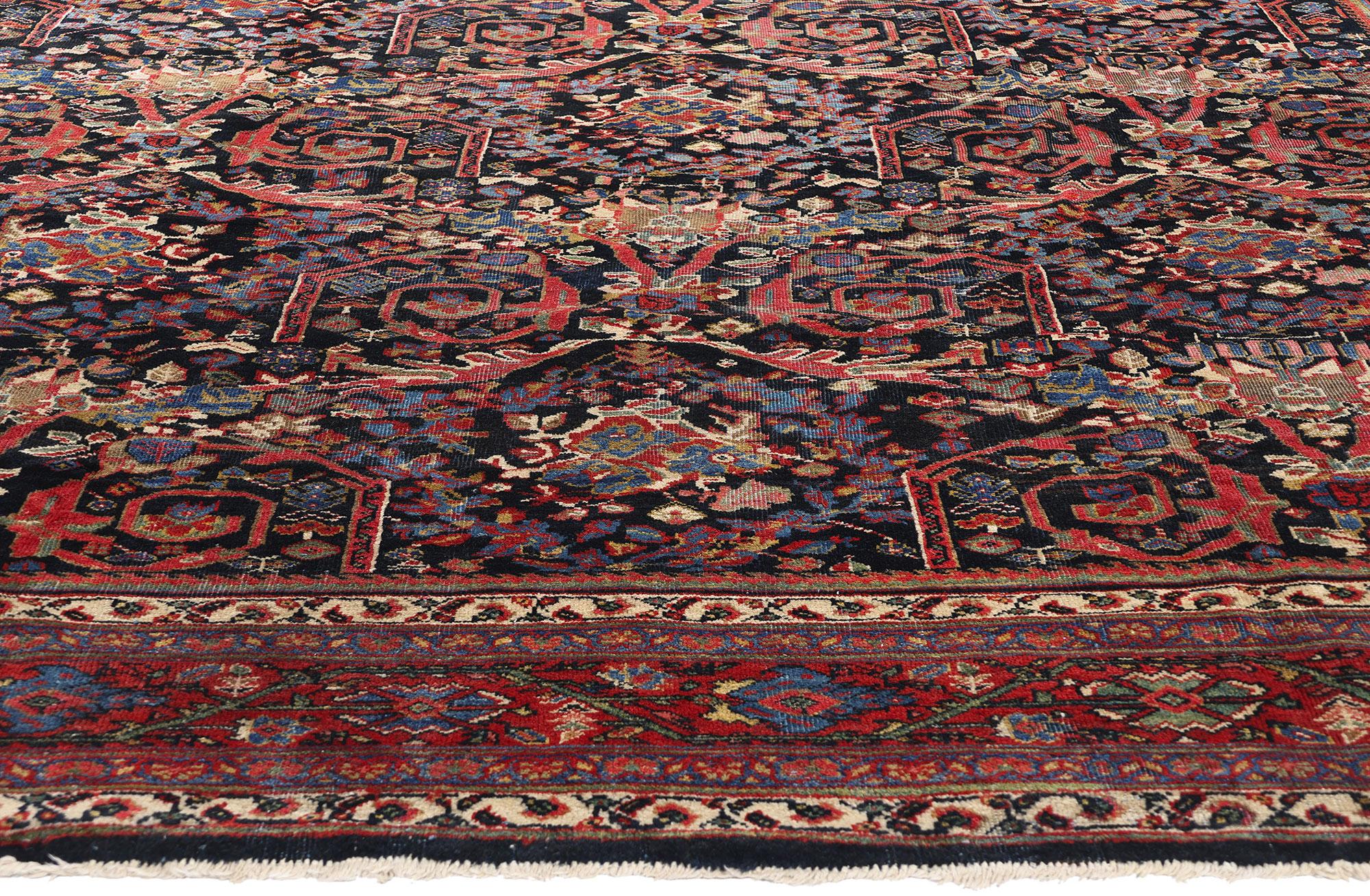 1900's Antike Blaue Persische Sultanabad Teppiche, 10'05 x 16'06 im Zustand „Starke Gebrauchsspuren“ im Angebot in Dallas, TX