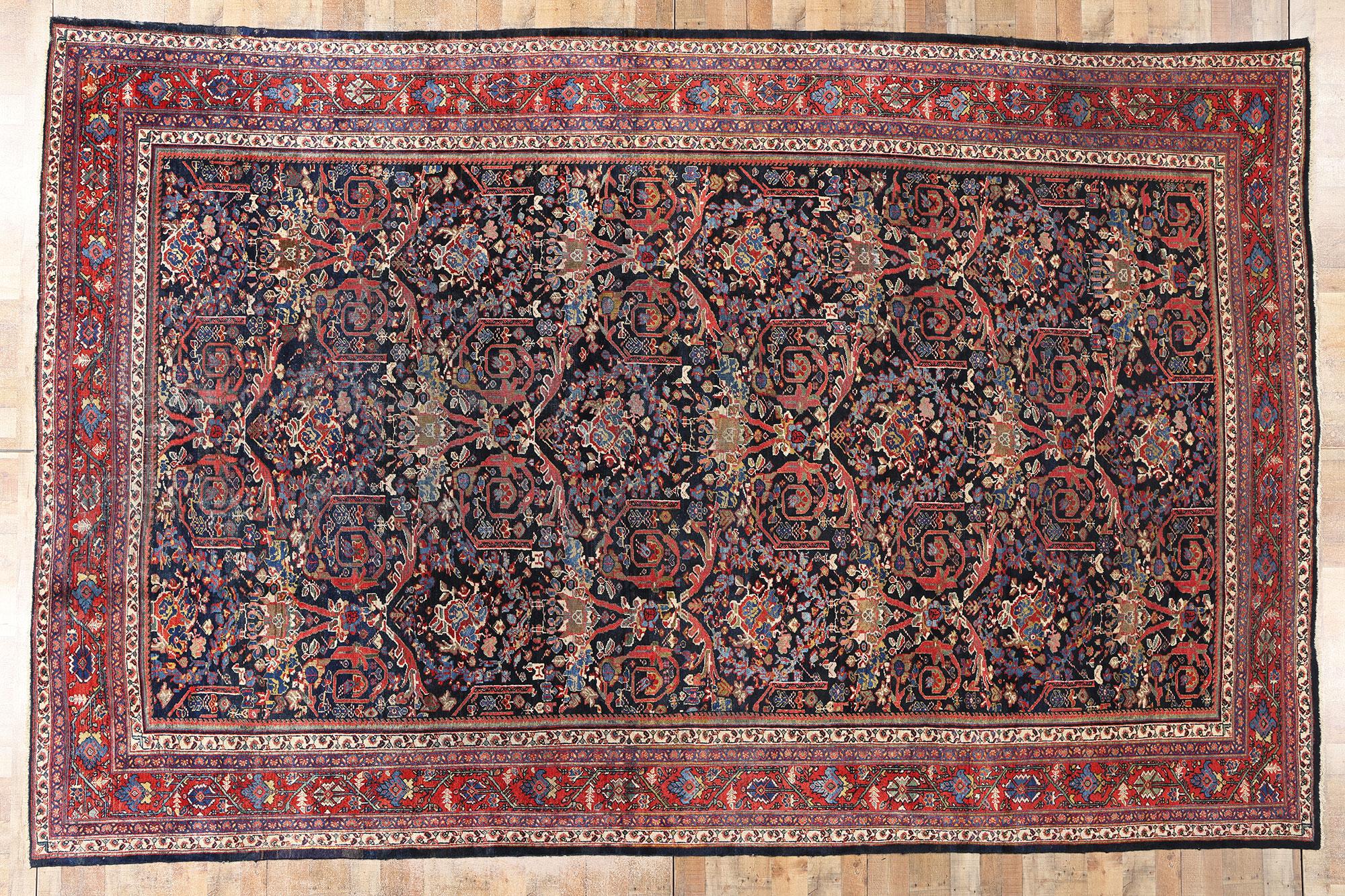 1900's Antike Blaue Persische Sultanabad Teppiche, 10'05 x 16'06 im Angebot 3