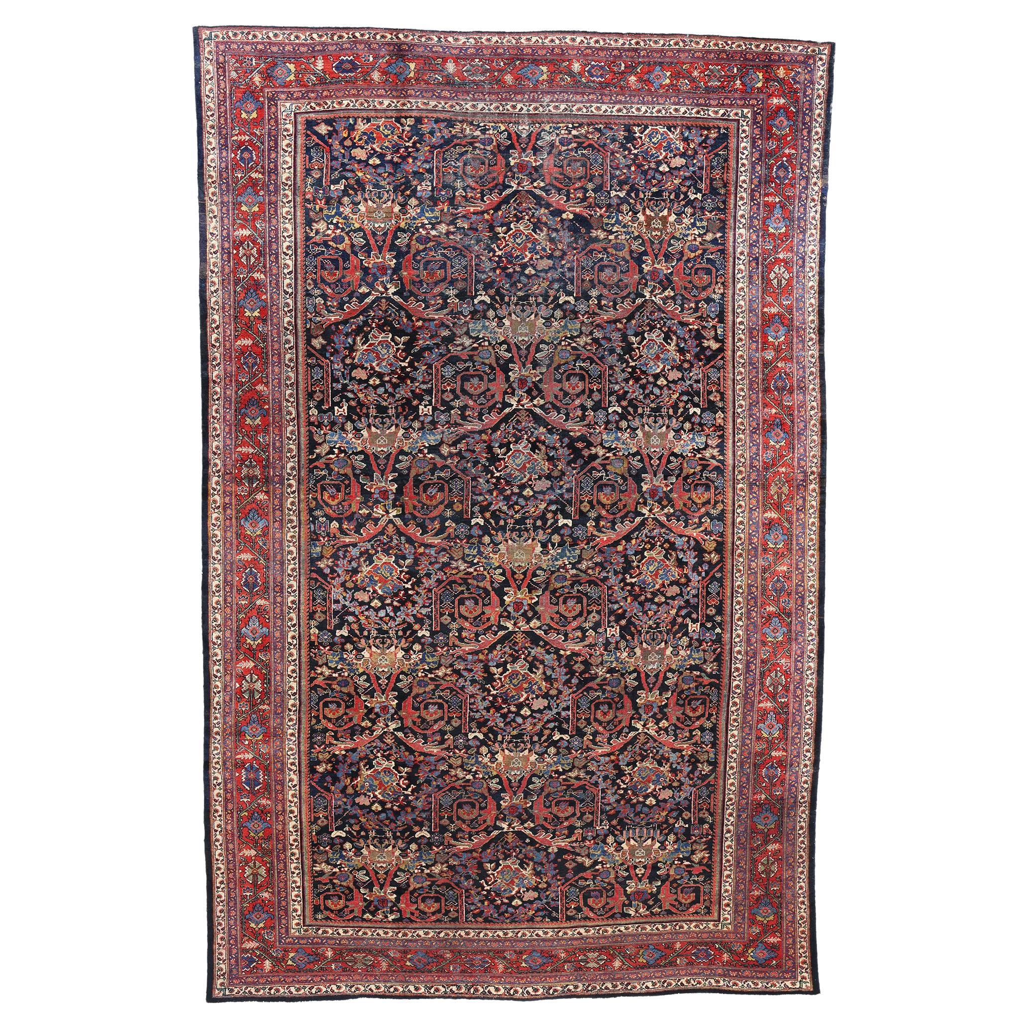 Tappeto persiano Sultanabad blu antico del 1900, 10'05 x 16'06