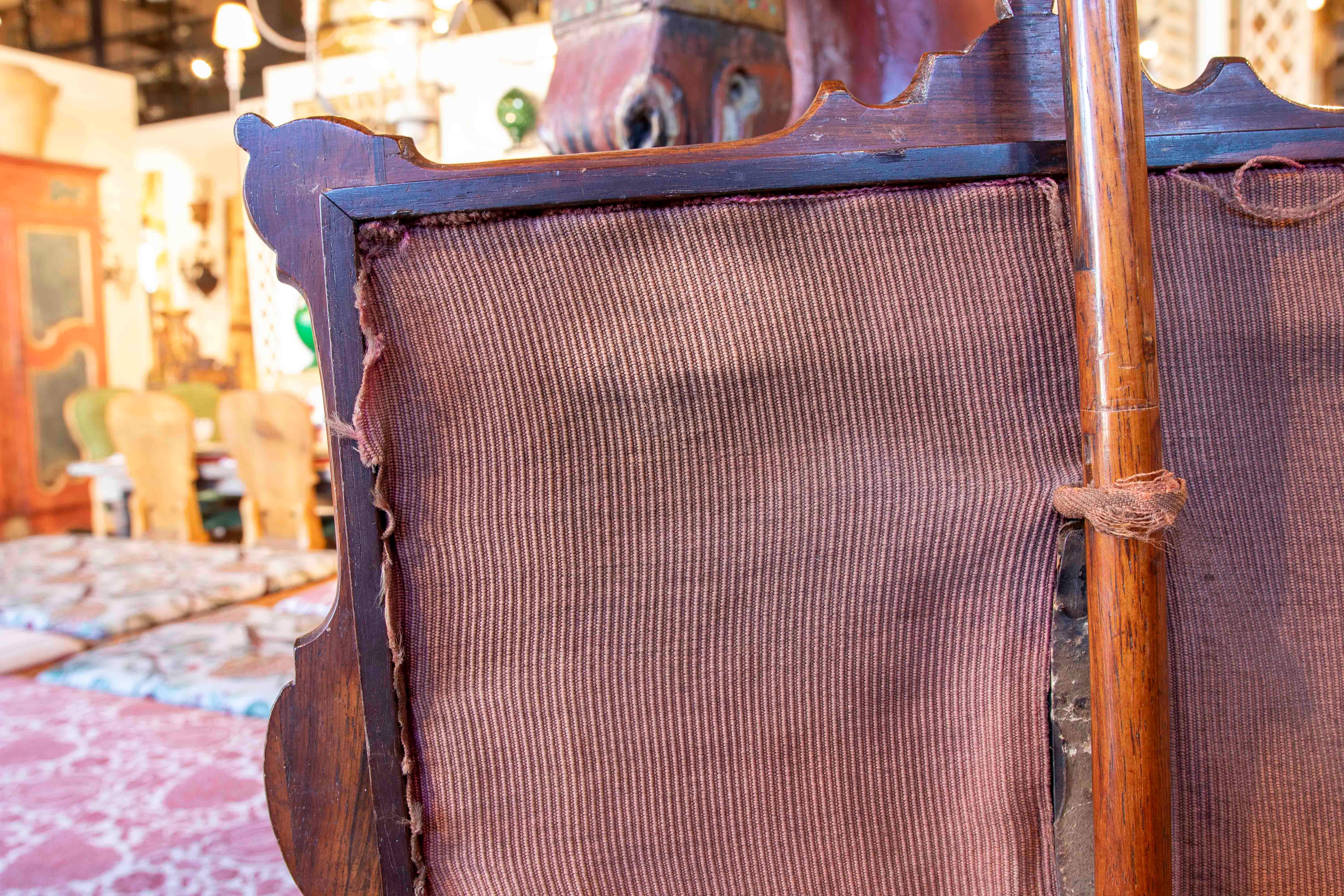 1900s Antigua Pantalla de Chimenea de Madera Tallada con Panel Decorativo 5