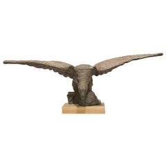 Antike amerikanische Baldachin-Statue aus Gusseisen mit ausgebreiteten Flügeln, 1900er Jahre