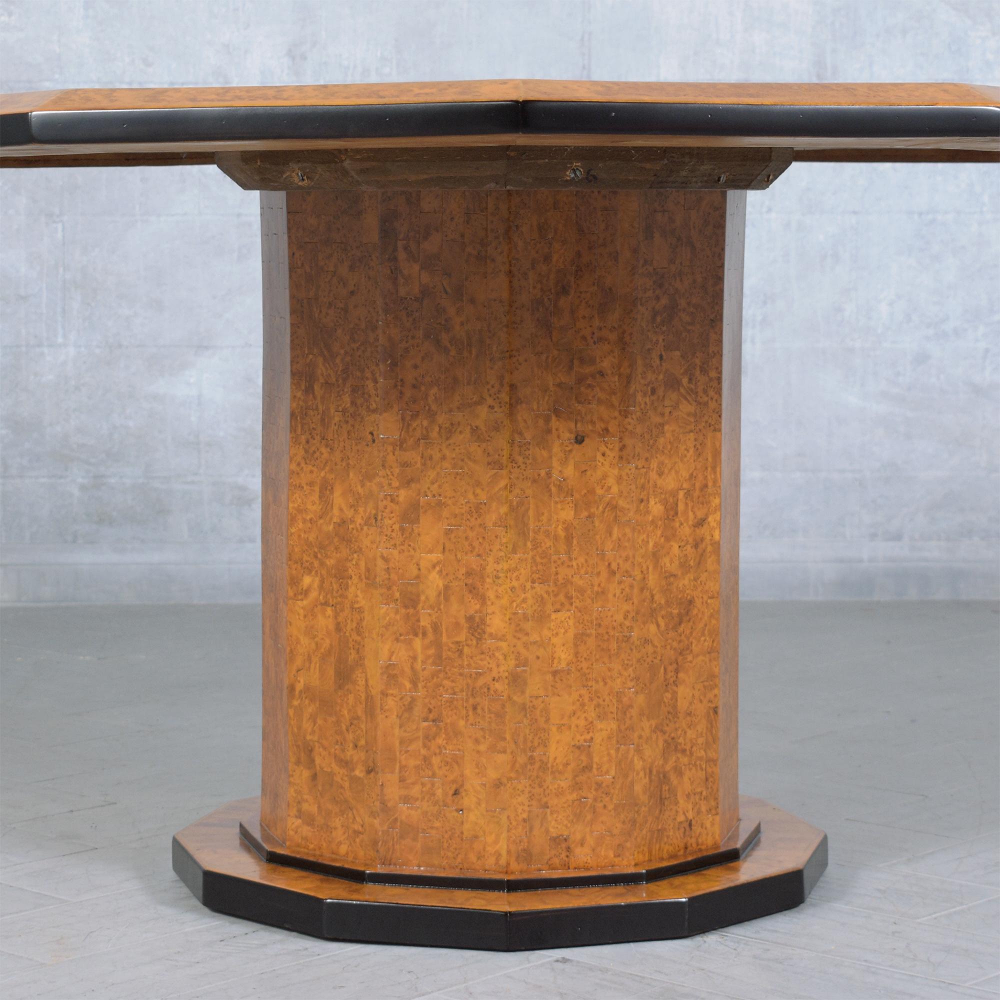 1880s Restored Walnut Veneer Center Table with Mother-of-Pearl Inlays For Sale 2