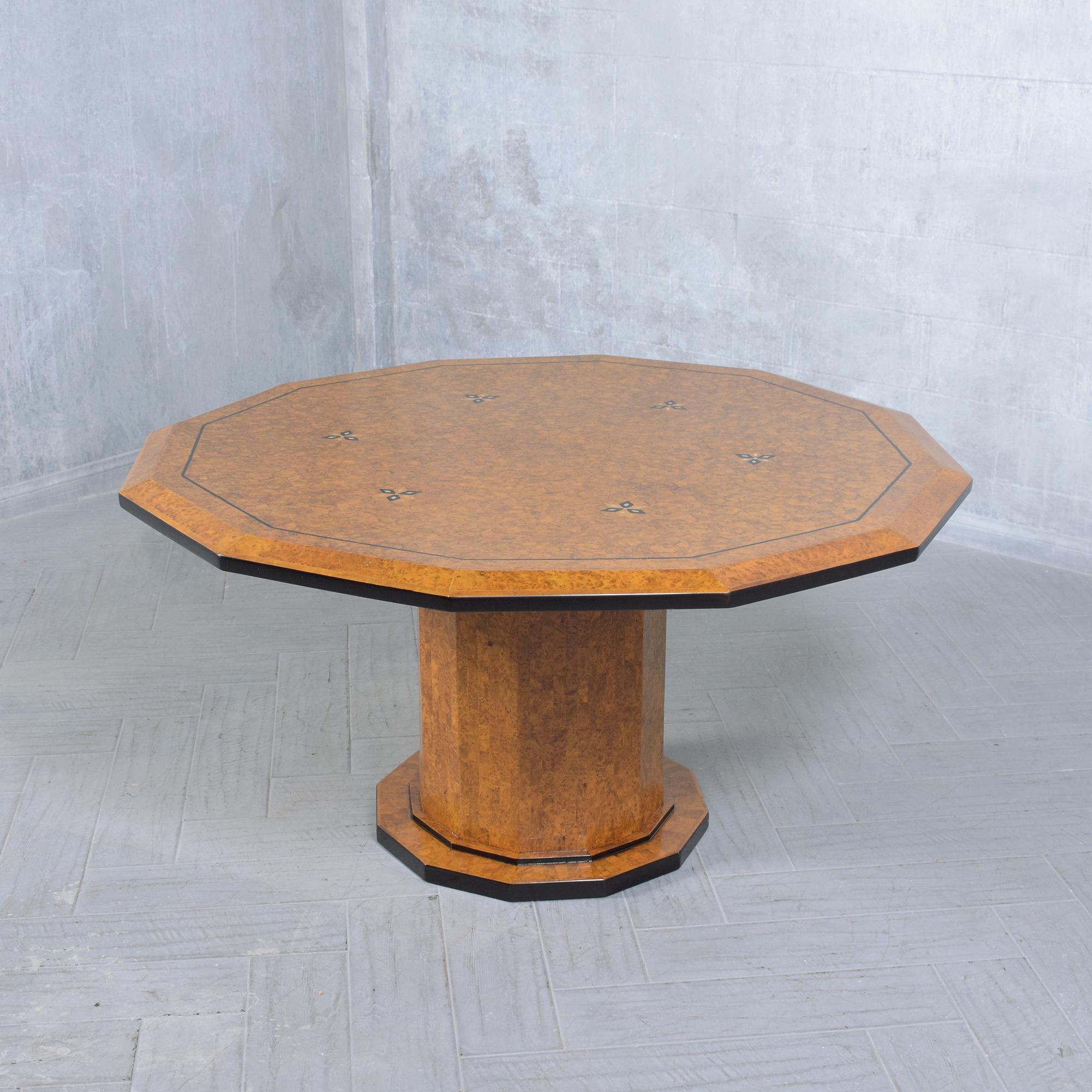 Syrian 1880s Antique Walnut Center Table with Dodecagon Top and Mother-of-Pearl Inlays For Sale