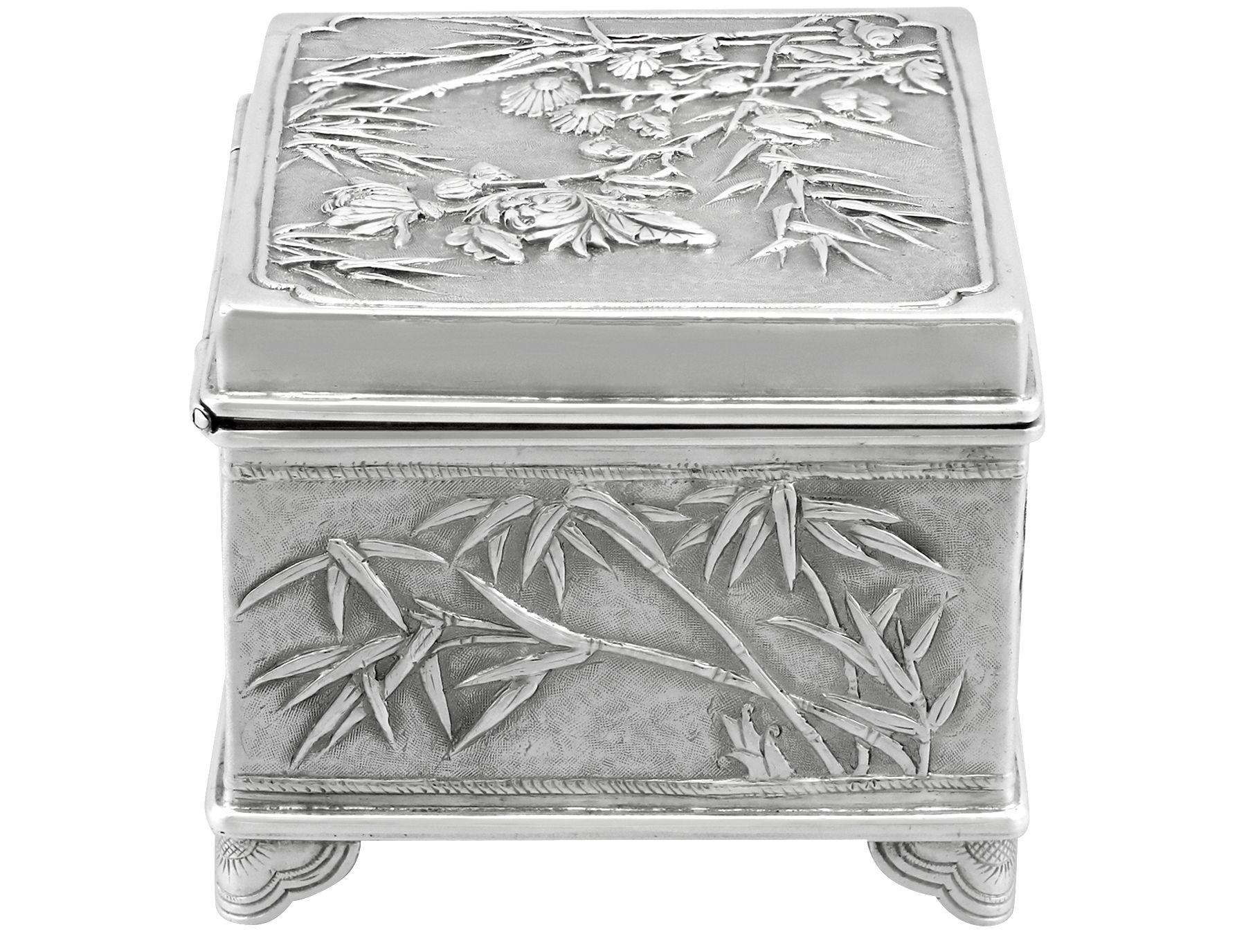 1900s Antique Chinese Export Silver Box In Excellent Condition For Sale In Jesmond, Newcastle Upon Tyne