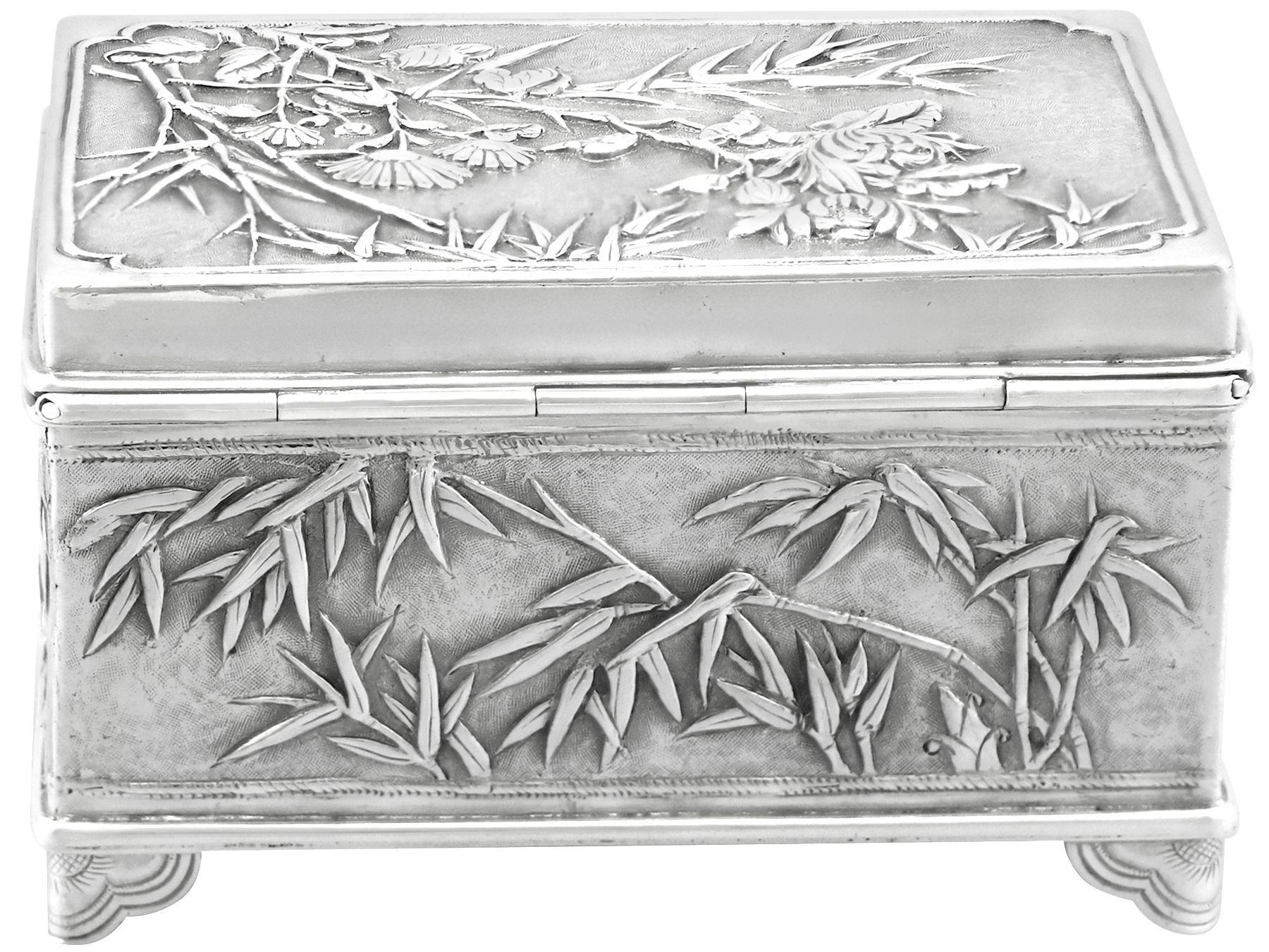 Early 20th Century 1900s Antique Chinese Export Silver Box For Sale