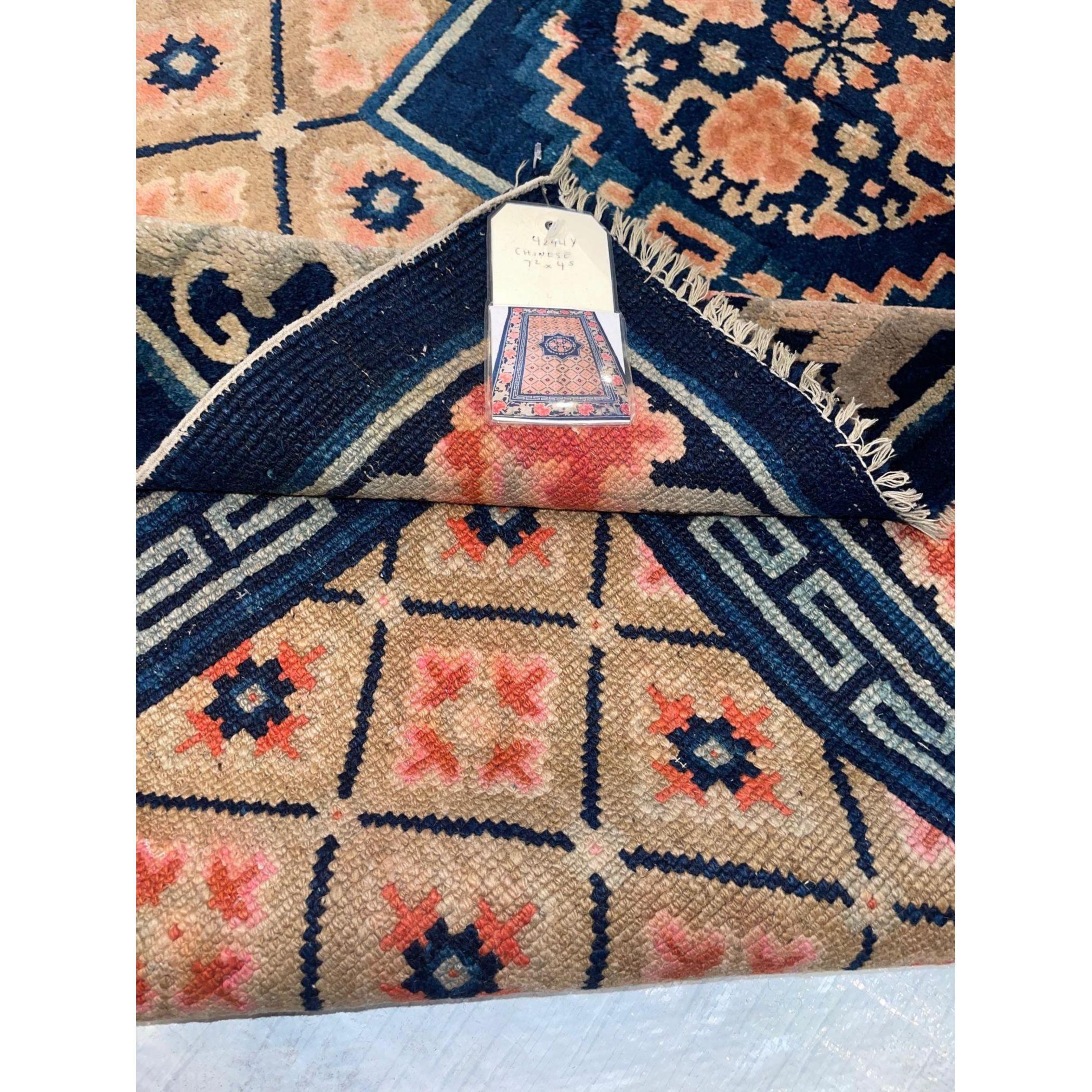 Asian 1900s Antique Chinese Small Rug - 7'2'' X 4'5'' For Sale